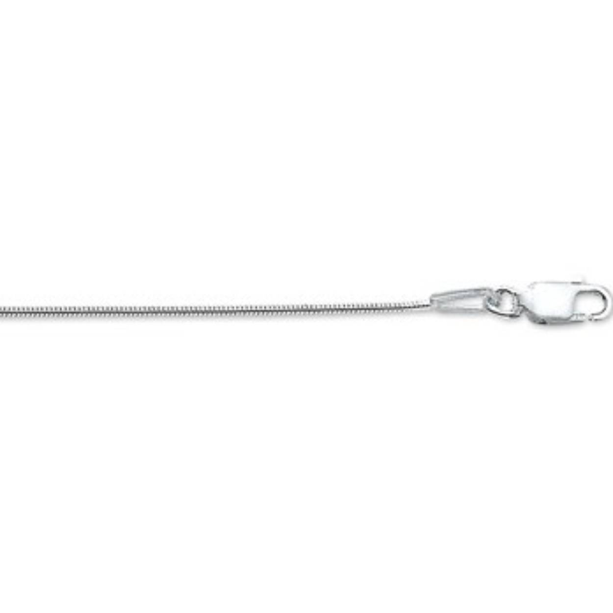 Zilveren collier in slangen schakel, de diameter is 1mm en de lengte 42cm