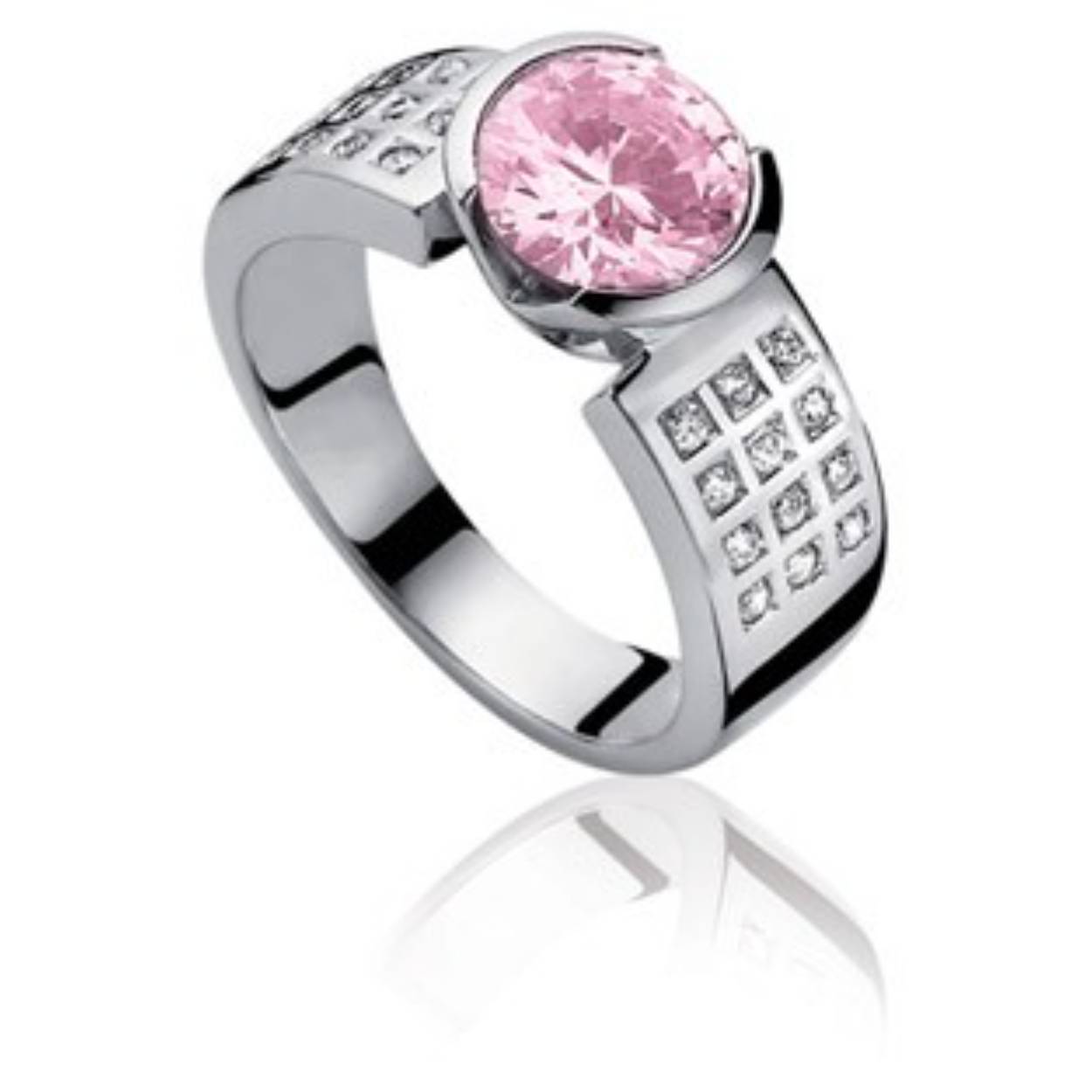 ZINZI Zilveren ring roze Zirkonia ZIR500R mt54