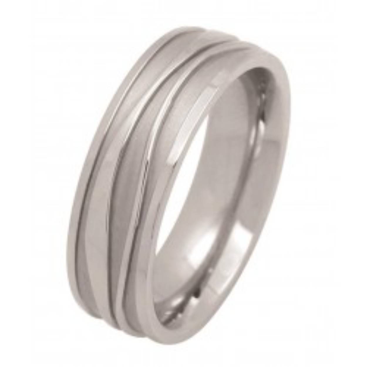 Stalen ring bewerkt - golvend -6 mm / maat 52
