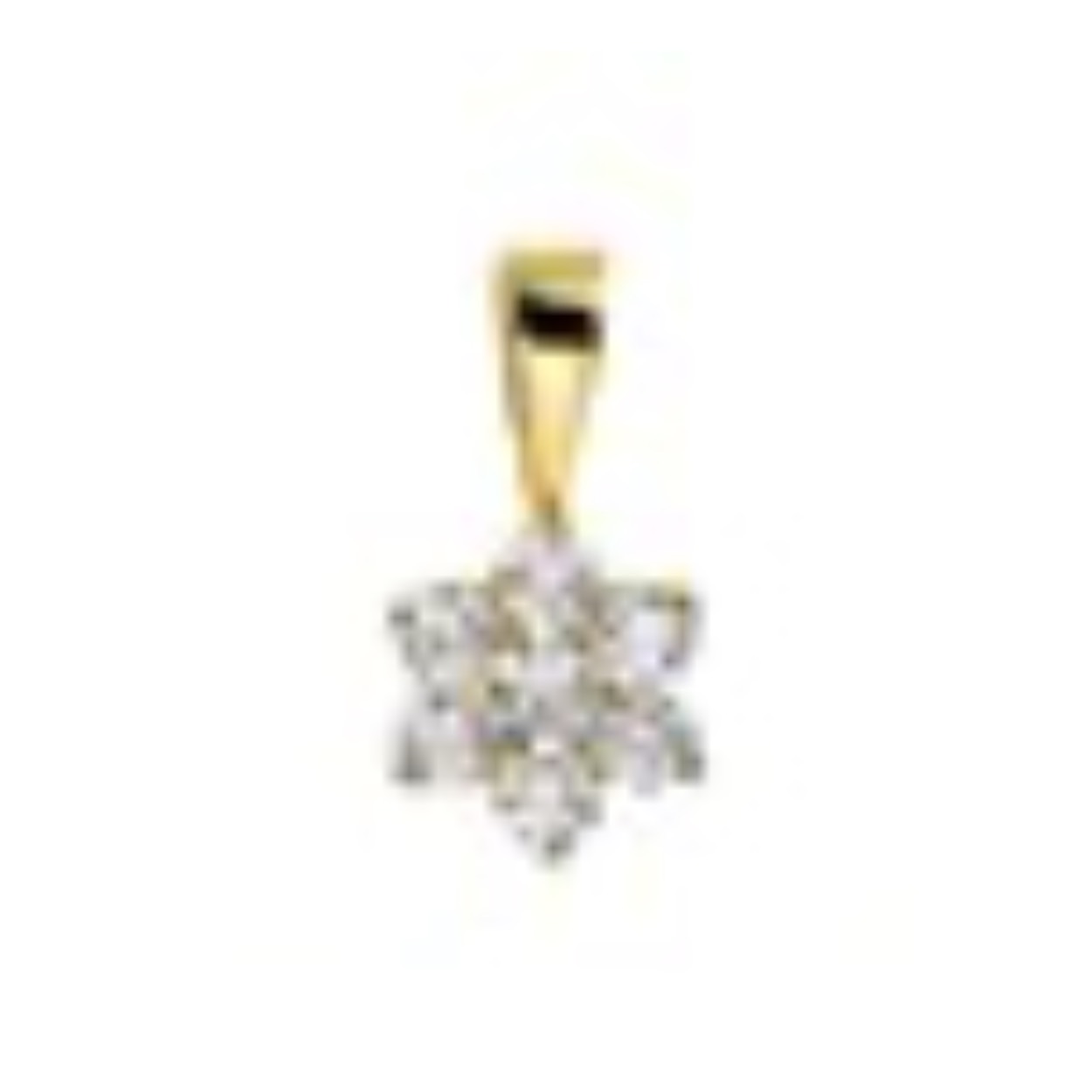 Geelgouden hanger met een rozet van zirkonia.  

Doelgroep:Dames
Metaalsoort:Geelgoud
Metaalgewicht:circa 0,41 gram
Bewerking:Poli
Steensoort:Zirkonia rozet
Steenkleur:Transparant
Slijpvorm:Briljant
Zetwijze:Pavé
Breedte:7mm
Hoogte:14mm