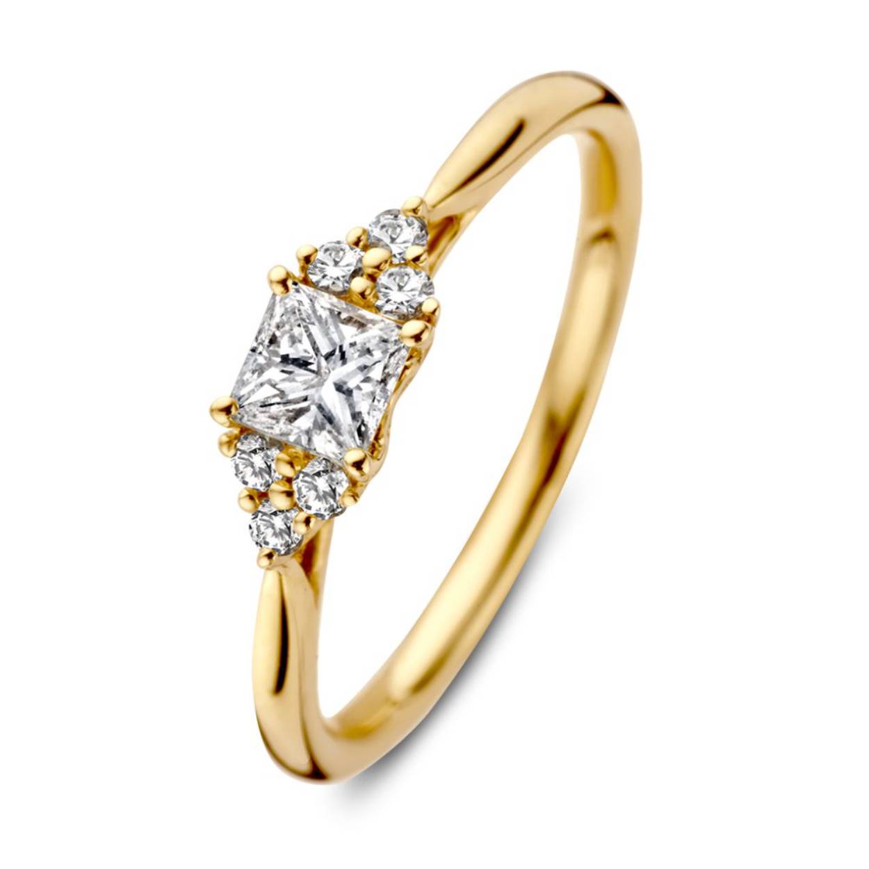 ring geelgoud met princess diamant