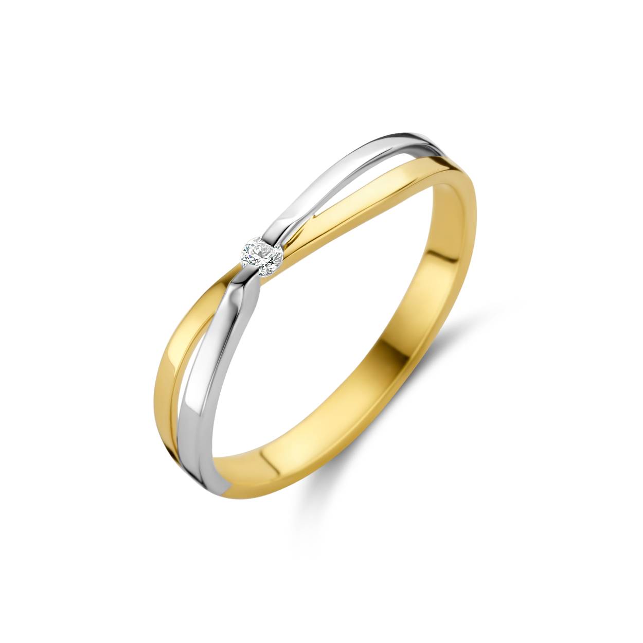 14k geel en witgouden ring met diamant van Bernstein
