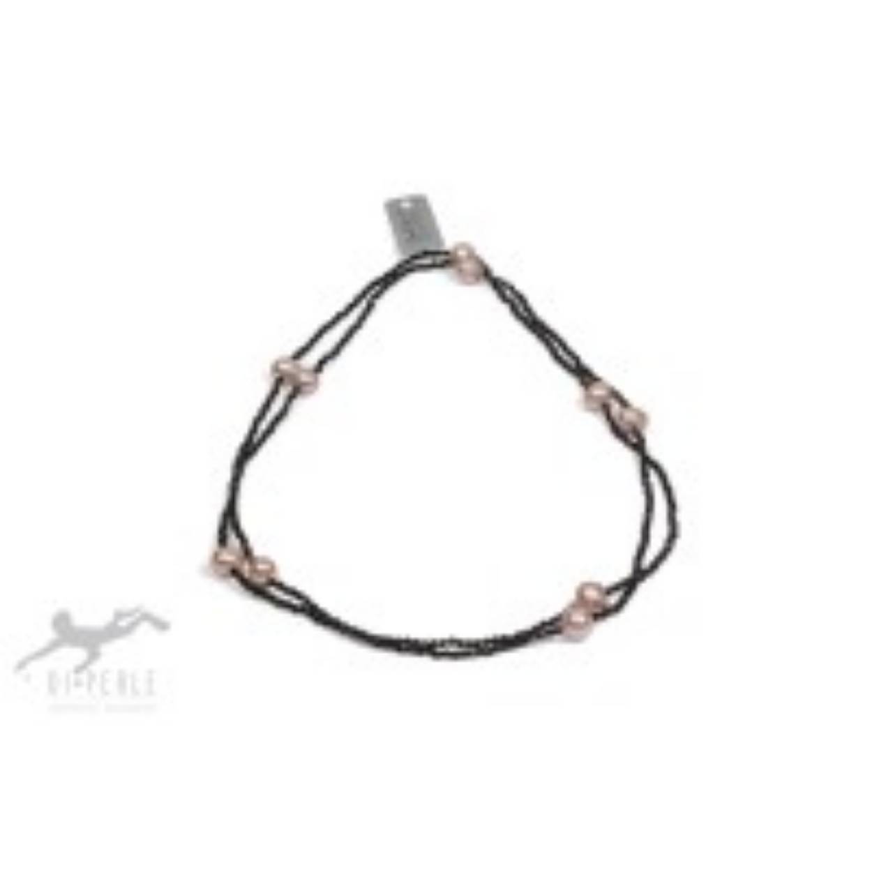 parelcollier met roze zoetwaterparel en zwarte Spinel,zonder slot 105cm lengte