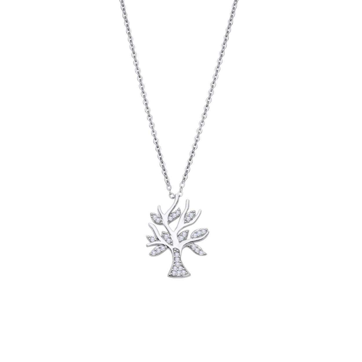 Zilveren ketting met levensboomhanger