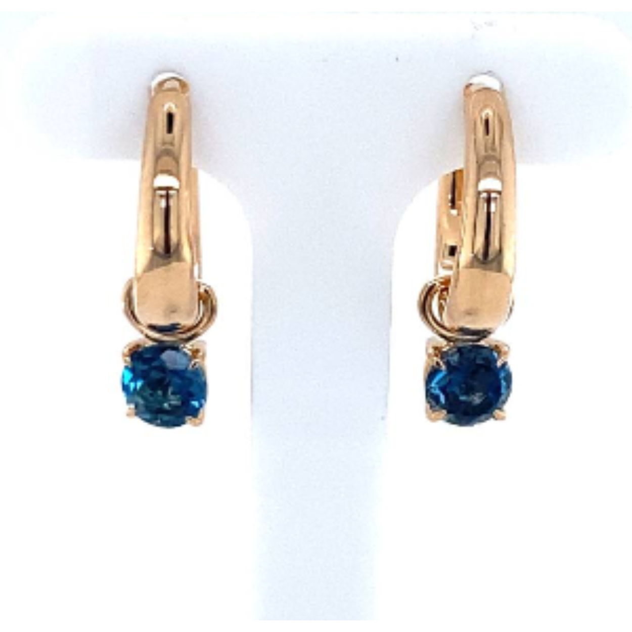 18 krt rose gouden creolen met 5mm oorbedels london blue topaas 