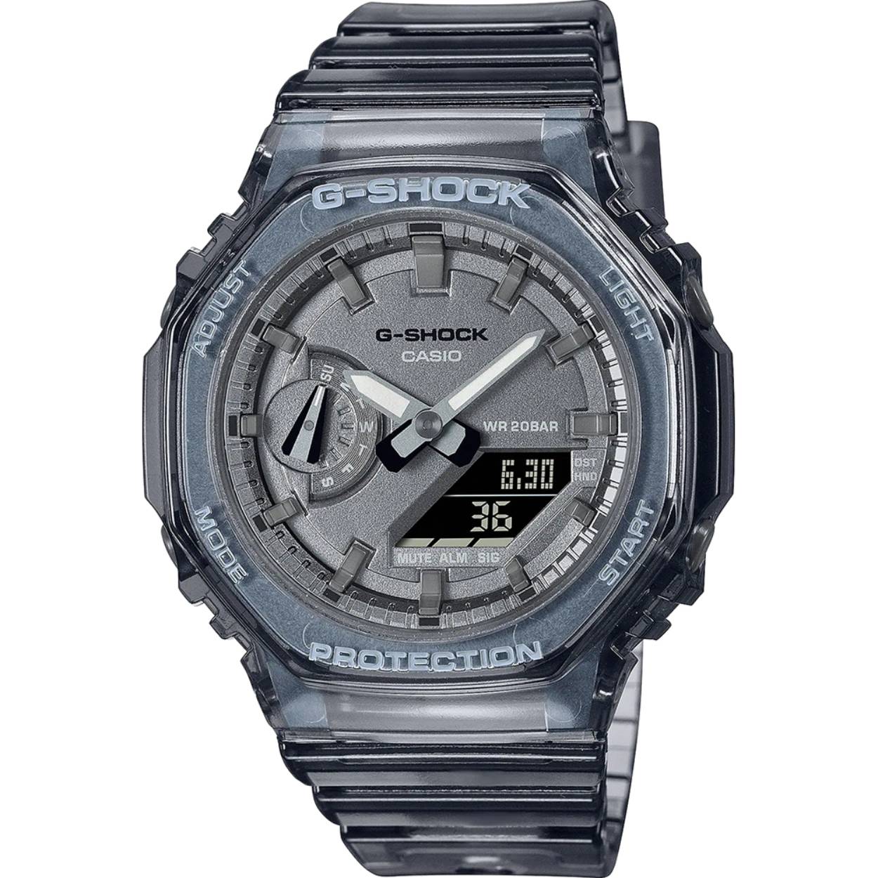 Dit G-Shock horloge heeft een Vezelversterkt kunststof kast met een diameter van 42.9 mm en is voorzien van een Kunststof band. In de kast bevindt zich een Casio kwaliteitsuurwerk en is afgewerkt met Mineraalglas.

Het horloge is 20ATM. Dit betekent dat het horloge geschikt is voor diepzeeduiken. Verder wordt het horloge geleverd met 2 jaar garantie.