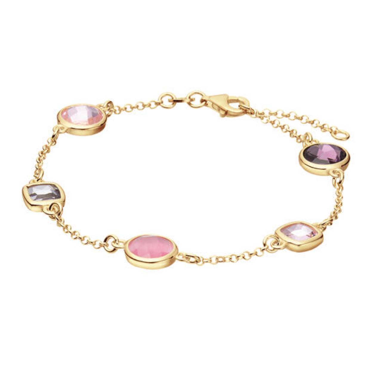 Dit is een armband met rozenquartz en amethyst