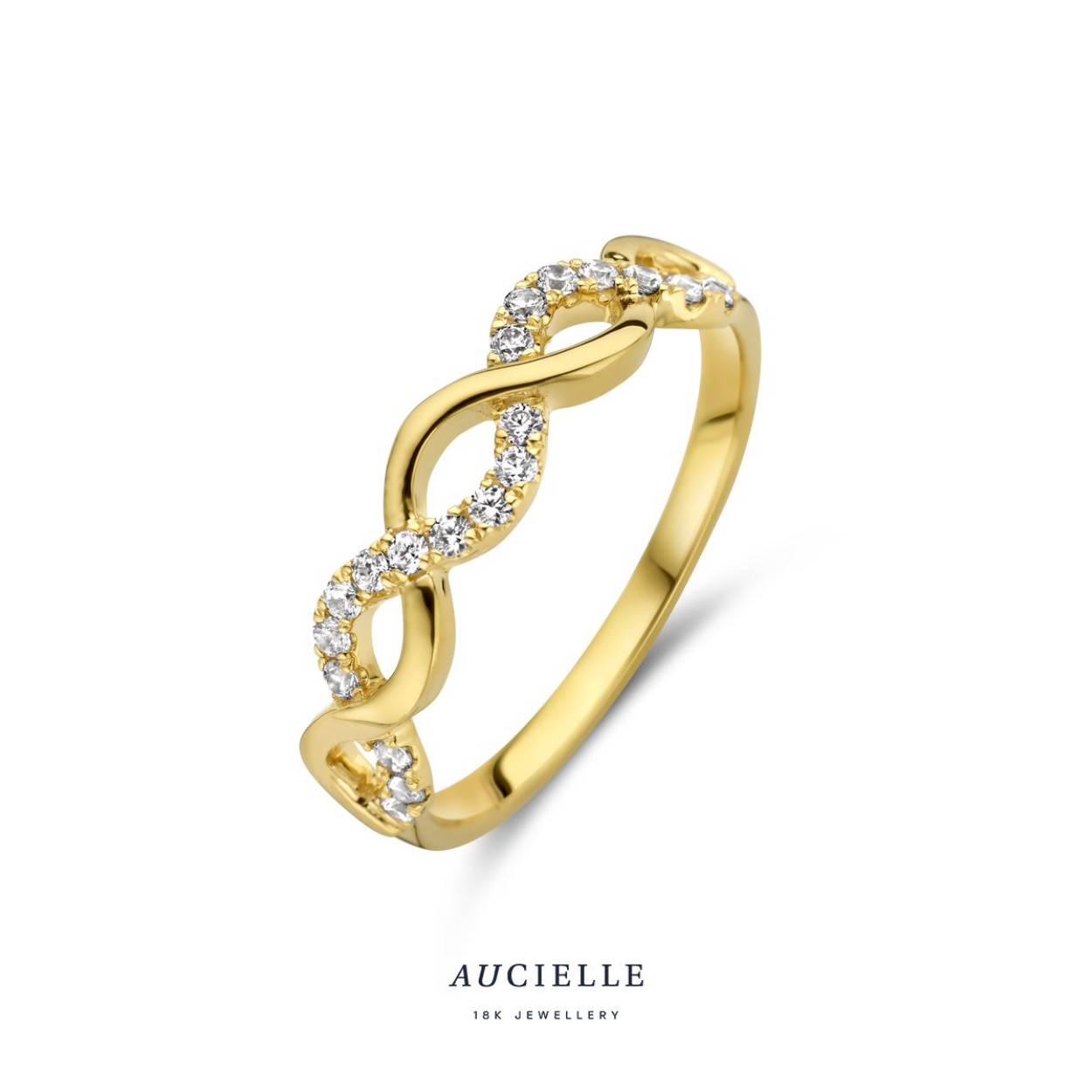 Aucielle ring infinity geel goud 18k - zirkoon