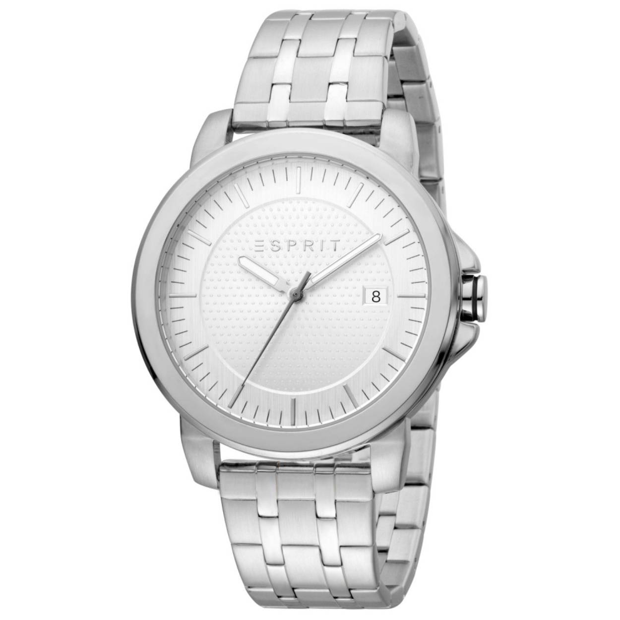 Dit heren horloge is van het merk Esprit. Het is een quartz horloge met een dag datum aanduiding. De band is gemaakt van RVS en de diameter van de kast is 41mm.