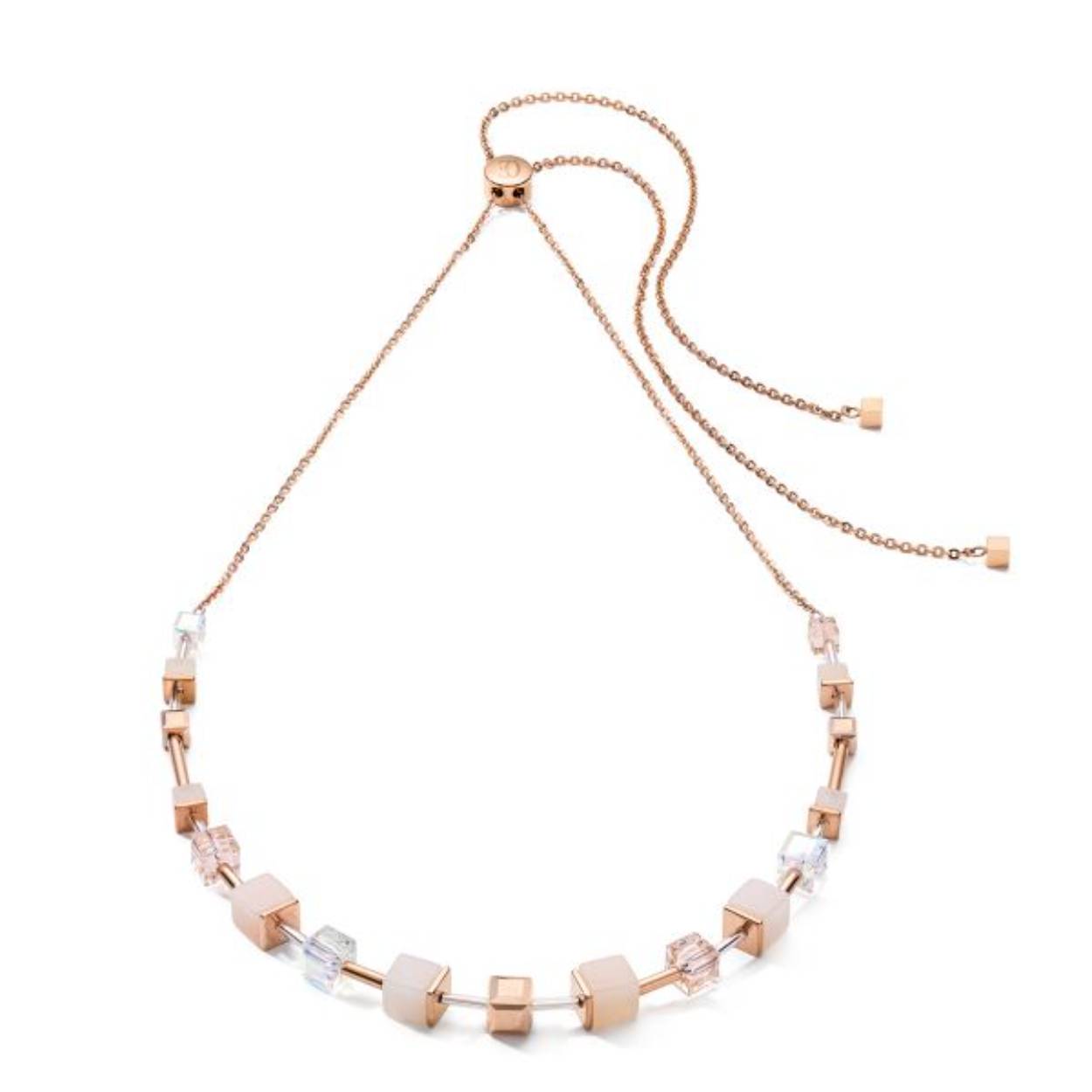 Coeur de Lion collier, creme/rose schuif