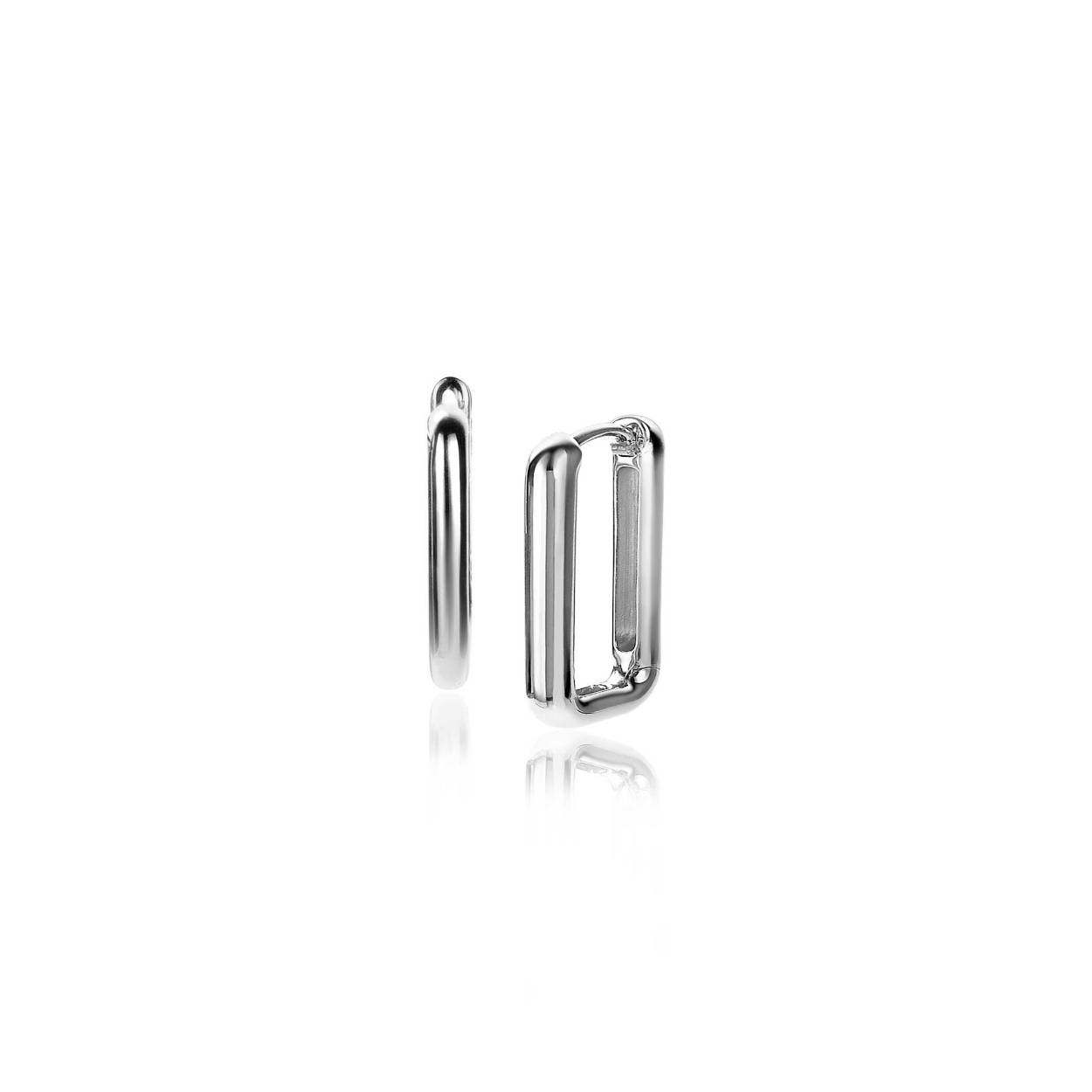 Zinzi zilveren klap oorringen rechthoek 15x2mm