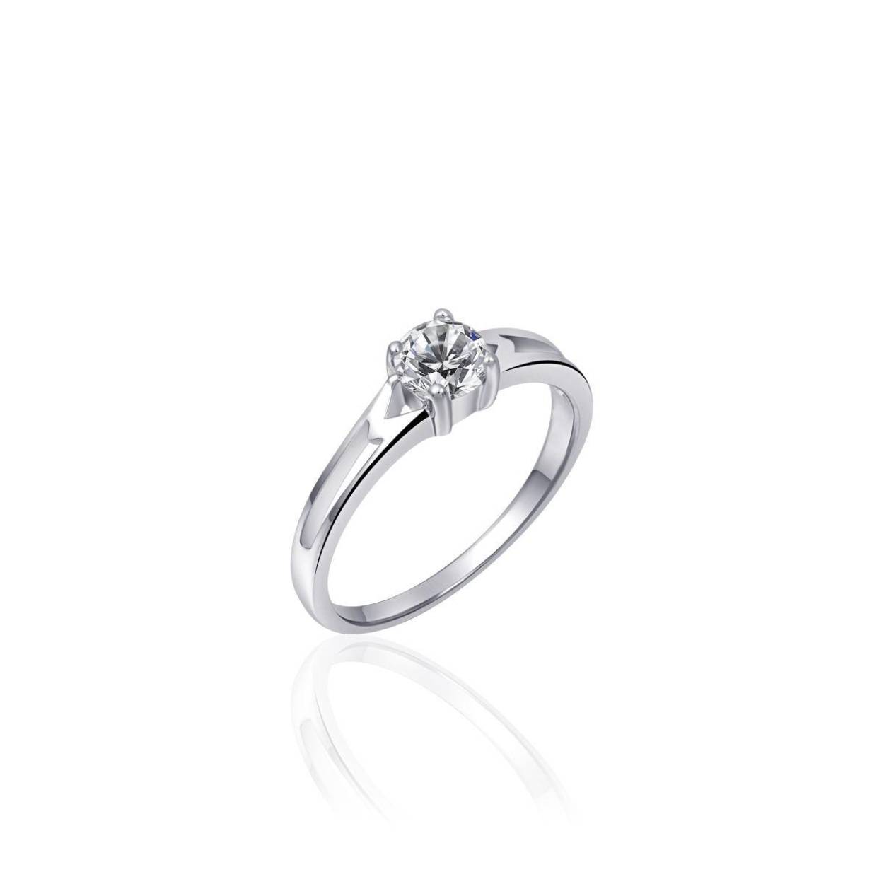 Gisser ring, een elegante ring met een zirconia en een dubbele slanke baan die naar het zirconia toe loopt.
Verkrijgbaar in de maten 48 tot en met 62