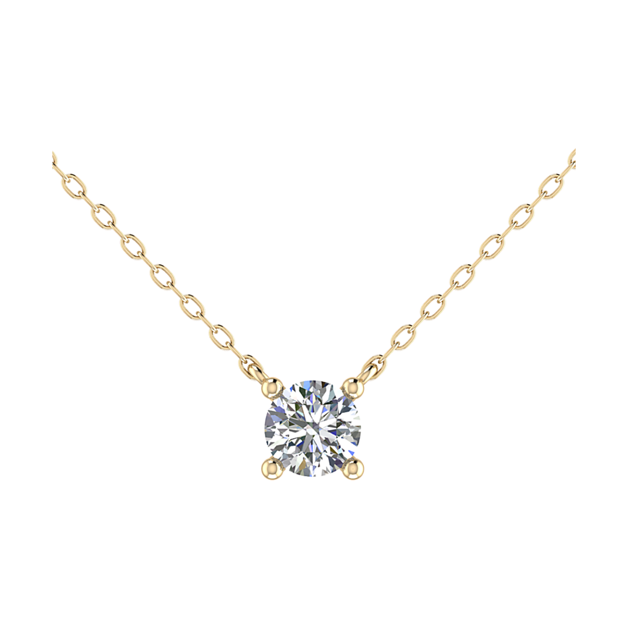 14k geelgouden sollitaire ketting met een 0.52 caraat lab grown diamant. d/vs1