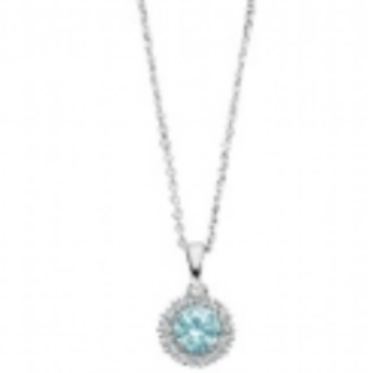 zilveren collier met hanger, licht blauw zirkonia