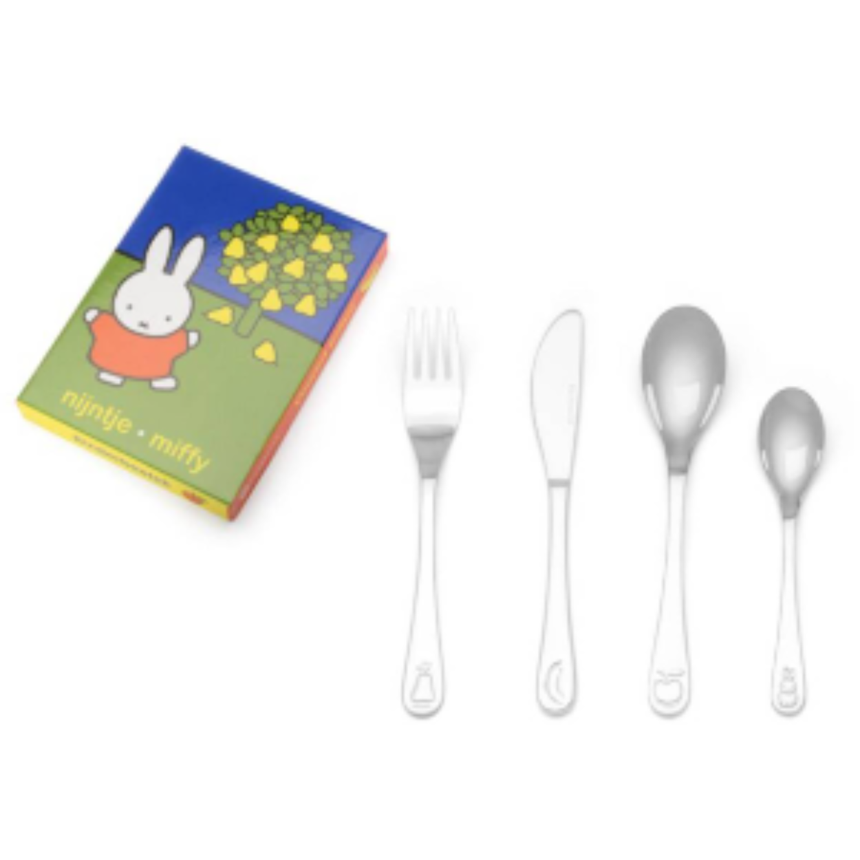 Het Nijntje fruit 4-delige besteksetje met modelnummer 6843070 is de perfecte accessoire voor kinderen. Deze set bevat een vorkje, mesje, lepel en dessertlepel, geschikt voor kleine handjes. Ideaal voor dagelijks gebruik. Maak etenstijd leuk en leerzaam met dit schattige, praktische bestek. Perfect als cadeau of voor eigen gebruik. 
