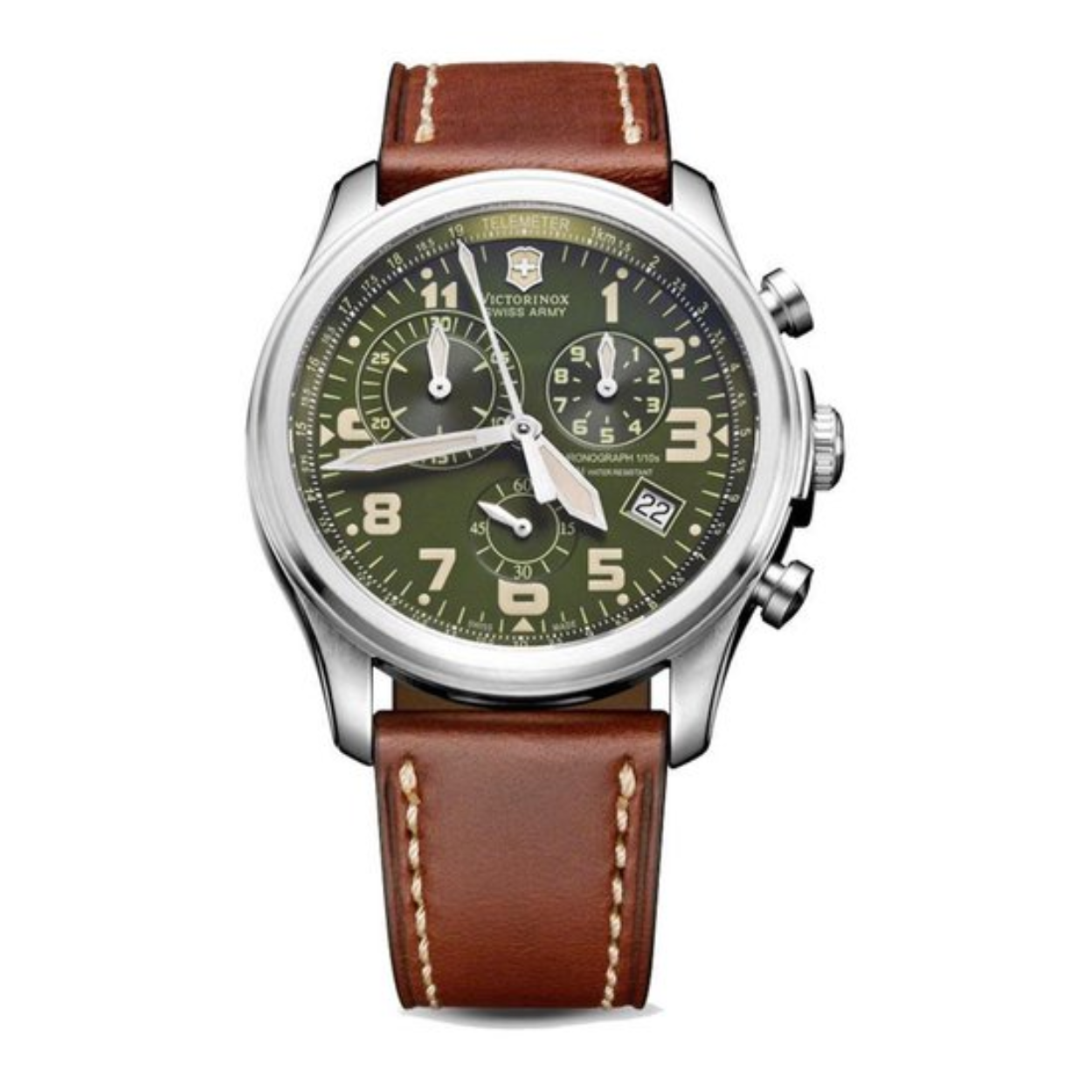 241287 Victorinox Infantry vintage chrono groen arab d-s band leer bruin