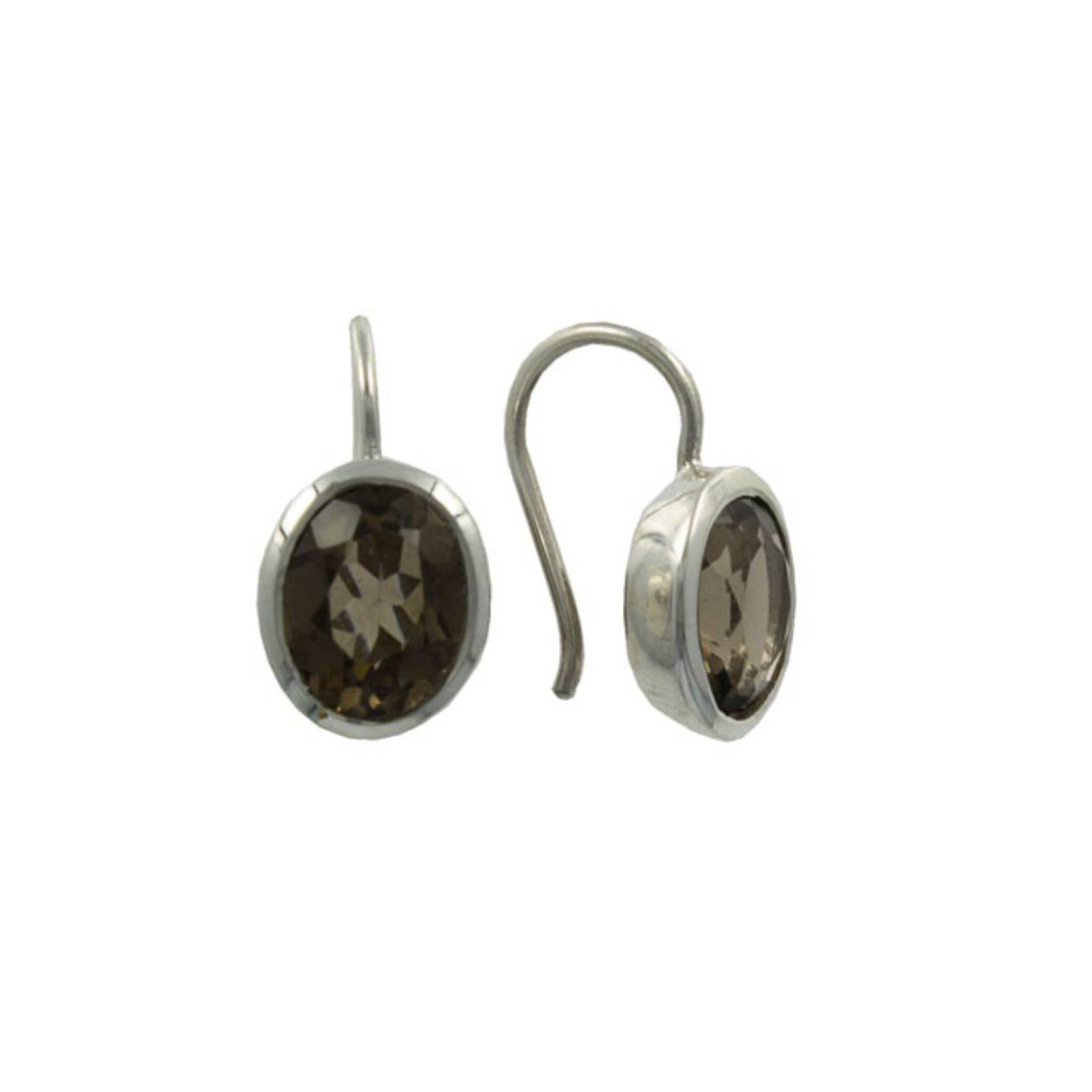 zilveren oorhanger met rookquartz