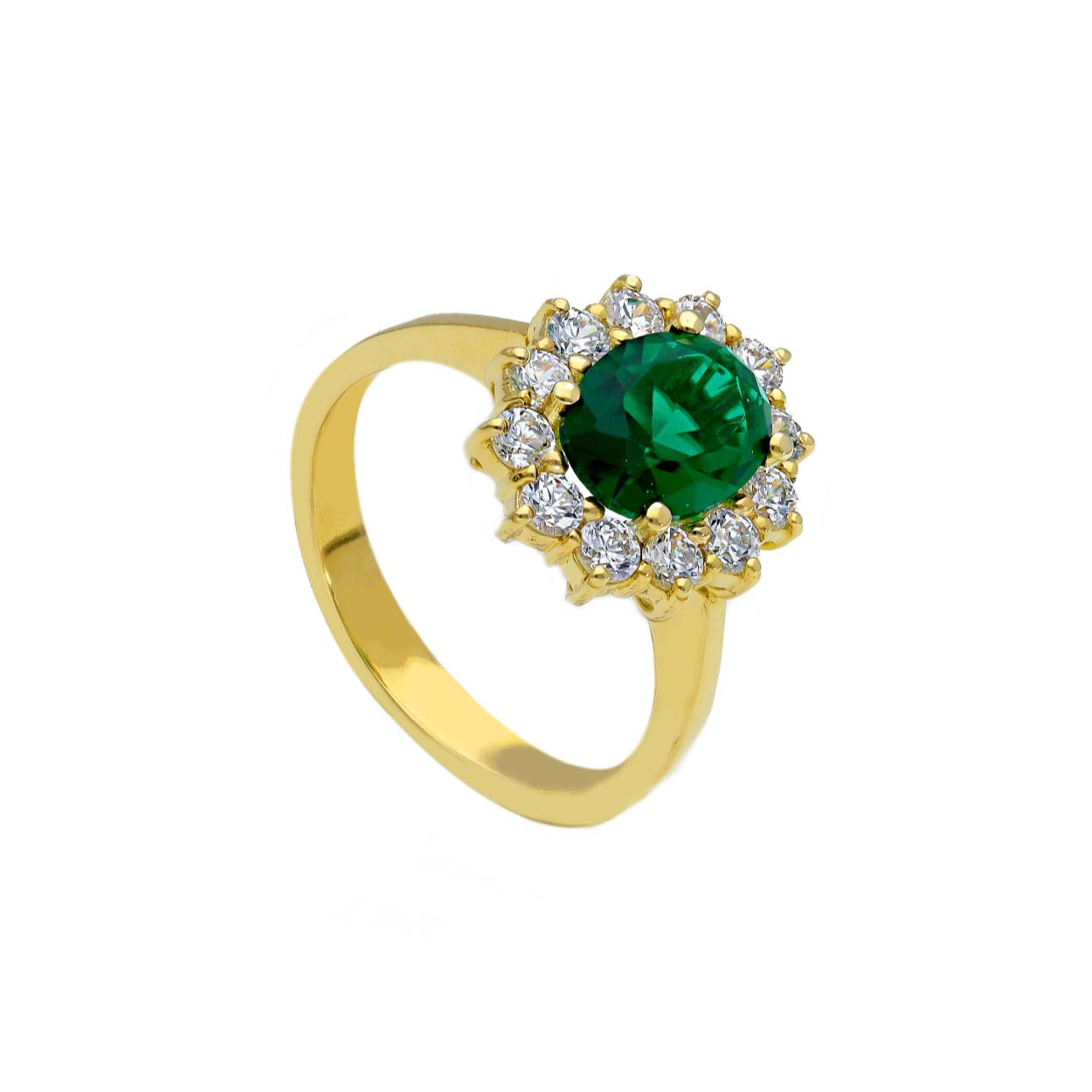 Ring geel goud 18kt met synth Smaragd