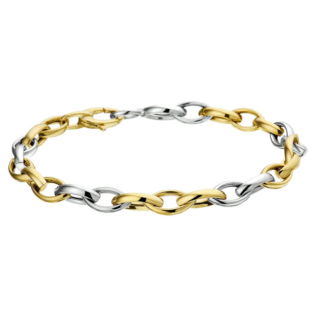 
Gouden Bi Color Ovale Jasseron Armband
