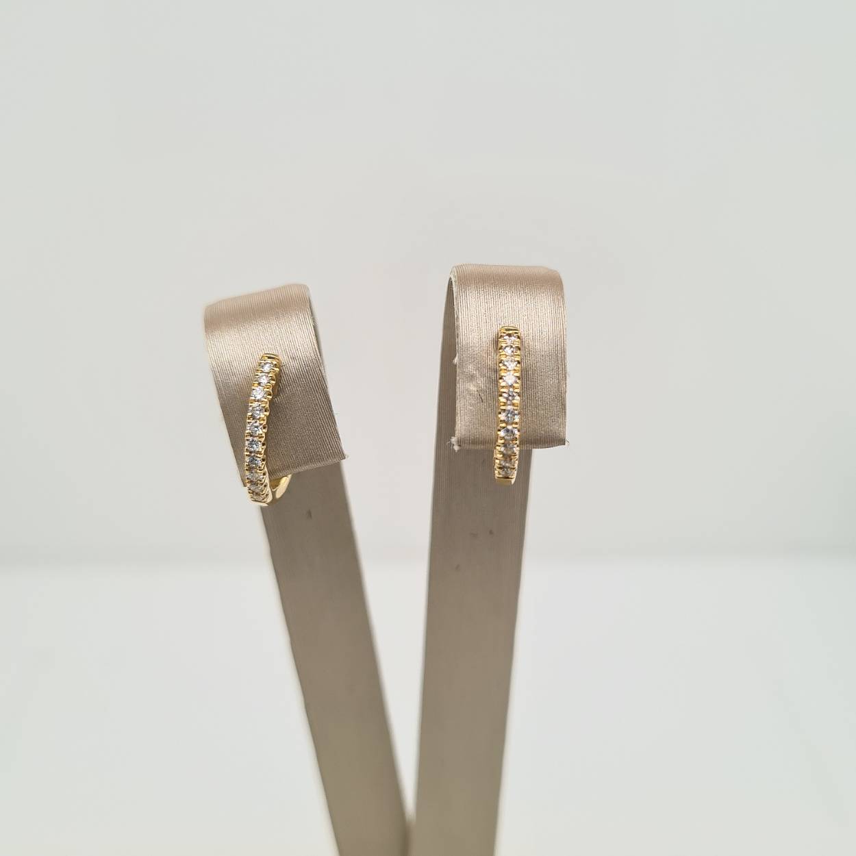 Prachtige 14 karaat geelgouden oorbellen met diamant, 0.13crt. 
