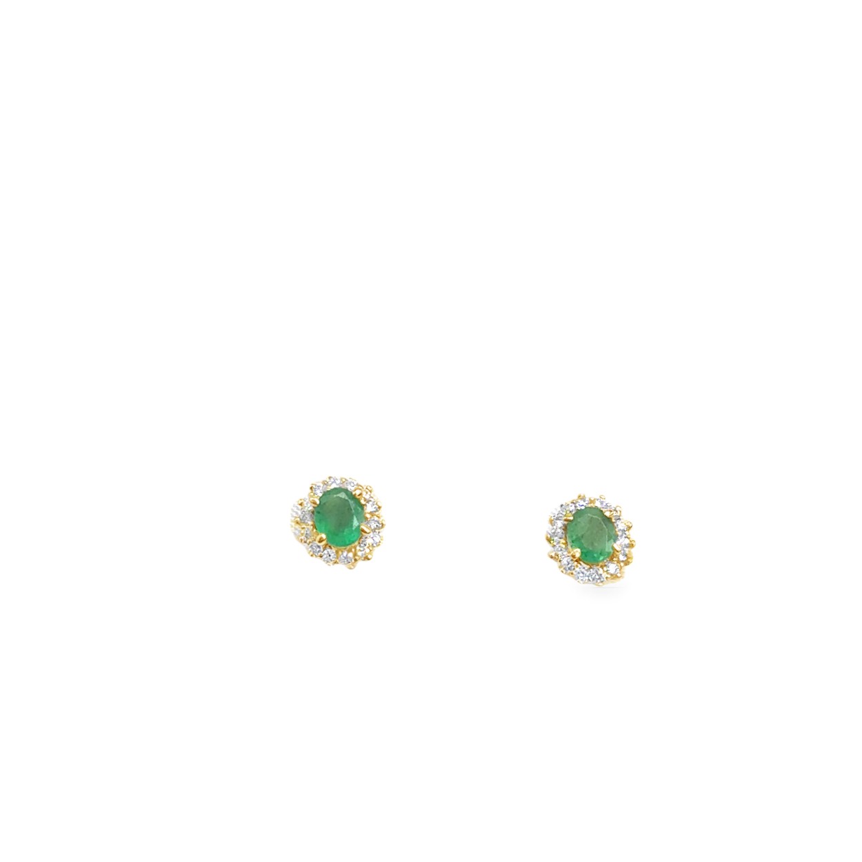 18k geelgouden diamanten met smaragd oorbellen. natuur diamanten en natuur smaragd steen 