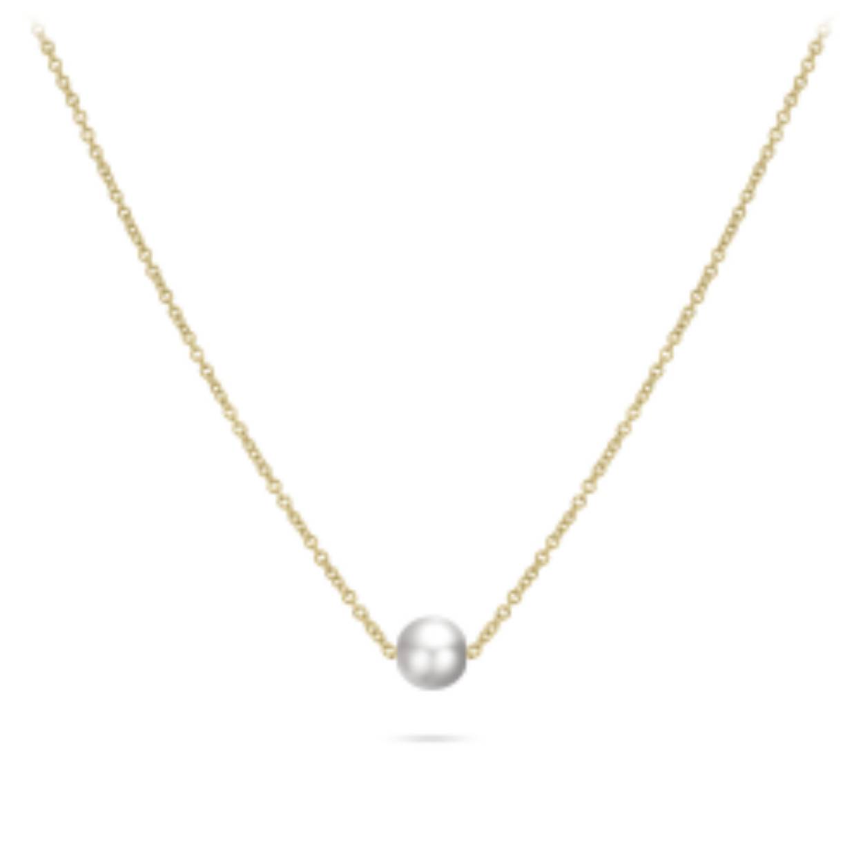 14 krt ggd anker collier met pareltje 42+ 3 cm