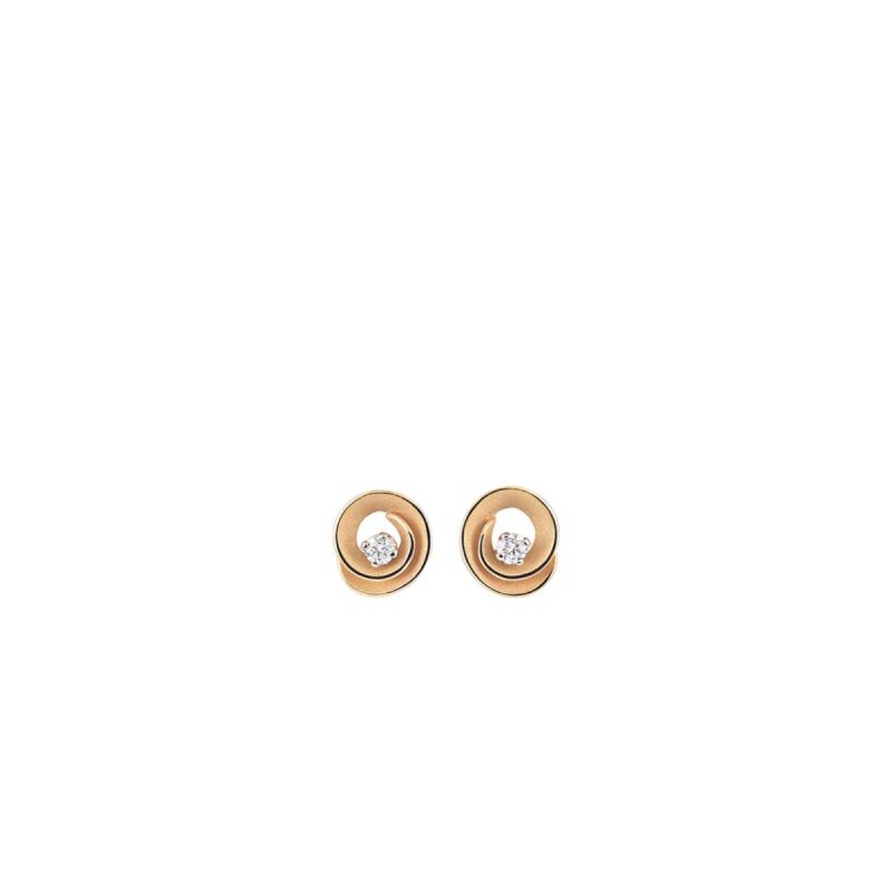 18kt. Gouden Annemaria Cammilli oorknoppen, Dune Asolo Apricot Orange, 2x =0.16ct