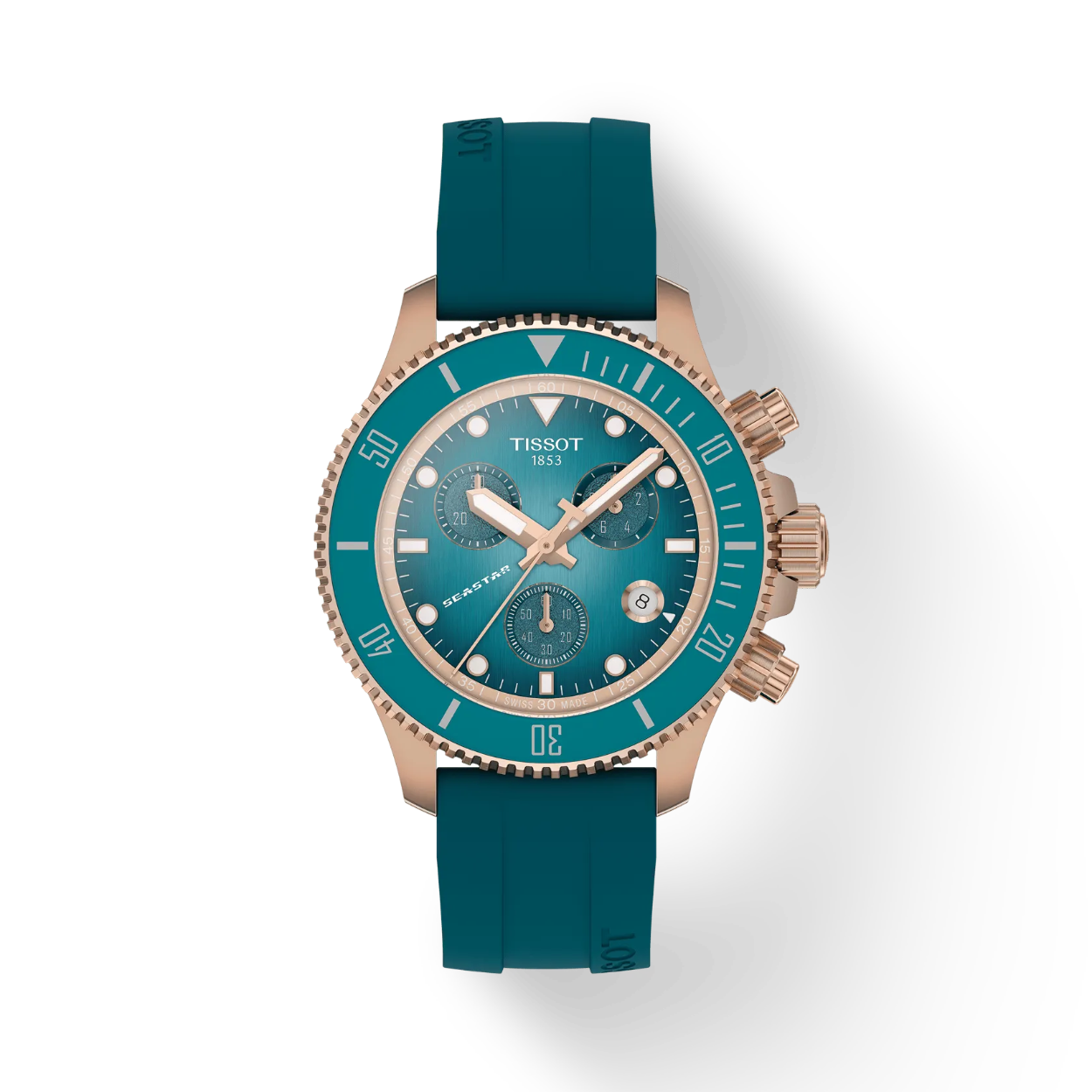 De Tissot Sport Chronograph Quartz combineert hoogwaardige technologie met een opvallend sportief design. De robuuste kast van 38 mm is vervaardigd uit roestvrij staal met een stijlvolle oranje gouden PVD-coating en biedt een uitstekende waterbestendigheid tot 30 bar (300 meter), ideaal voor sporters en avonturiers.

Deze chronograaf is voorzien van een mineraal bezel ring die tegen de klok kan draaien, een geschroefde kroon, achterdeksel en knoppen, wat zorgt voor maximale bescherming tijdens intensief gebruik. Het krasbestendige saffierglas met dubbele antireflecterende coating verzekert een perfecte zichtbaarheid van de wijzerplaat onder alle lichtomstandigheden.