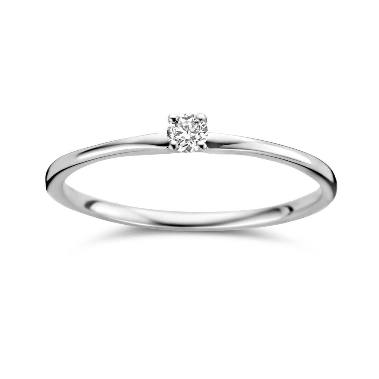 18 kt wit goud + 0.08ct briljant
