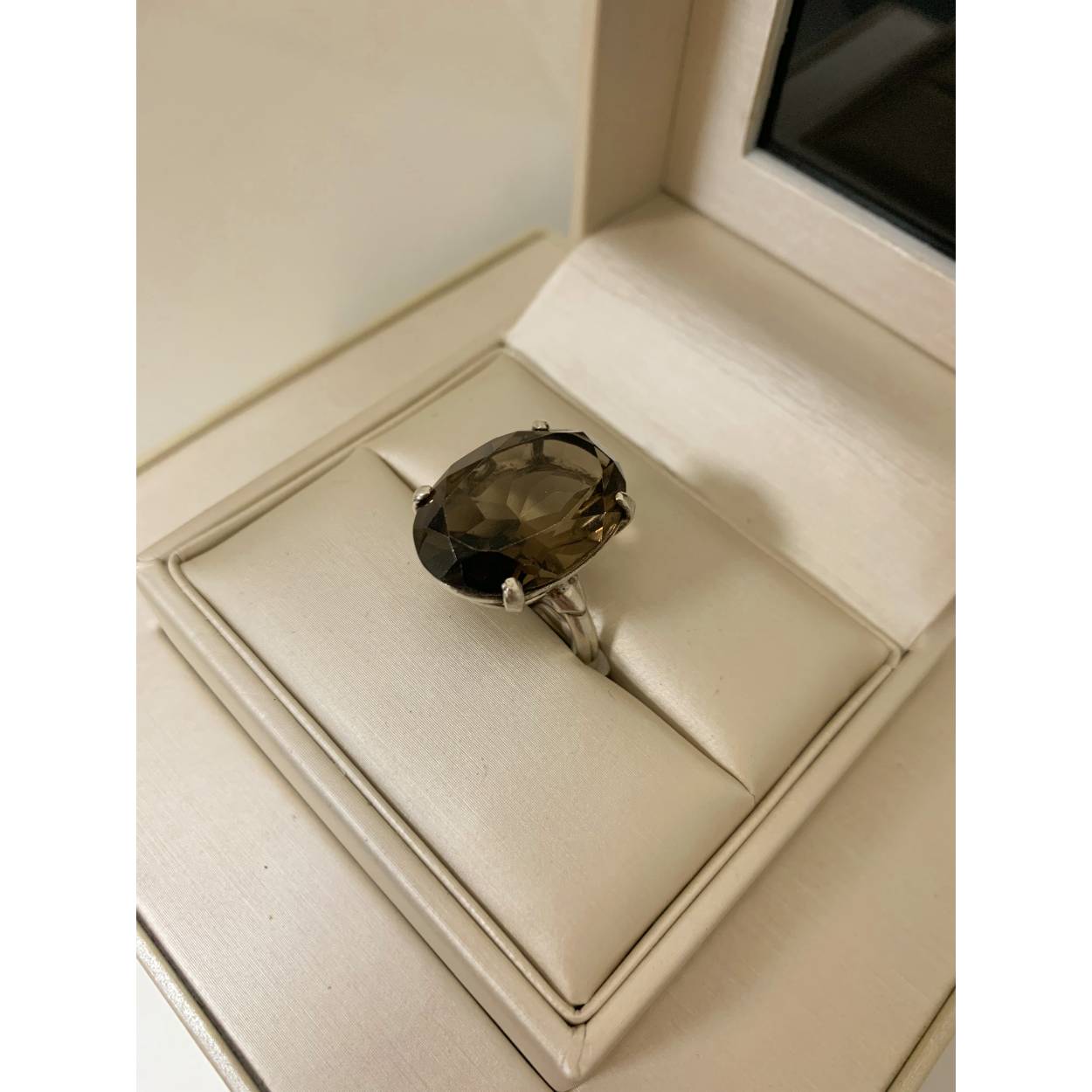 VINTAGE zilveren ring - bruine zirc.