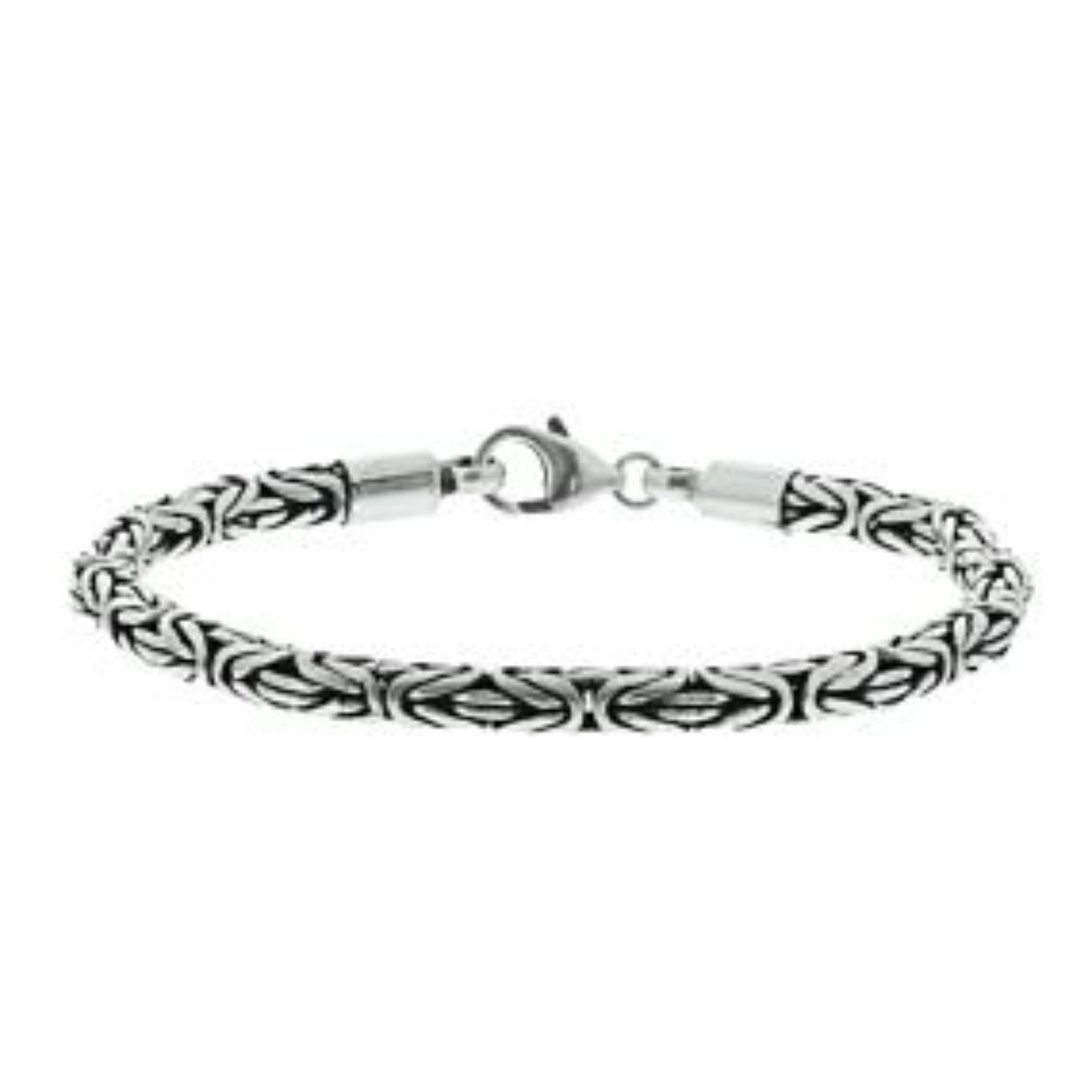 Geoxideerd zilveren armband met konings schakel. De schakelbreedte is 4.0mm.