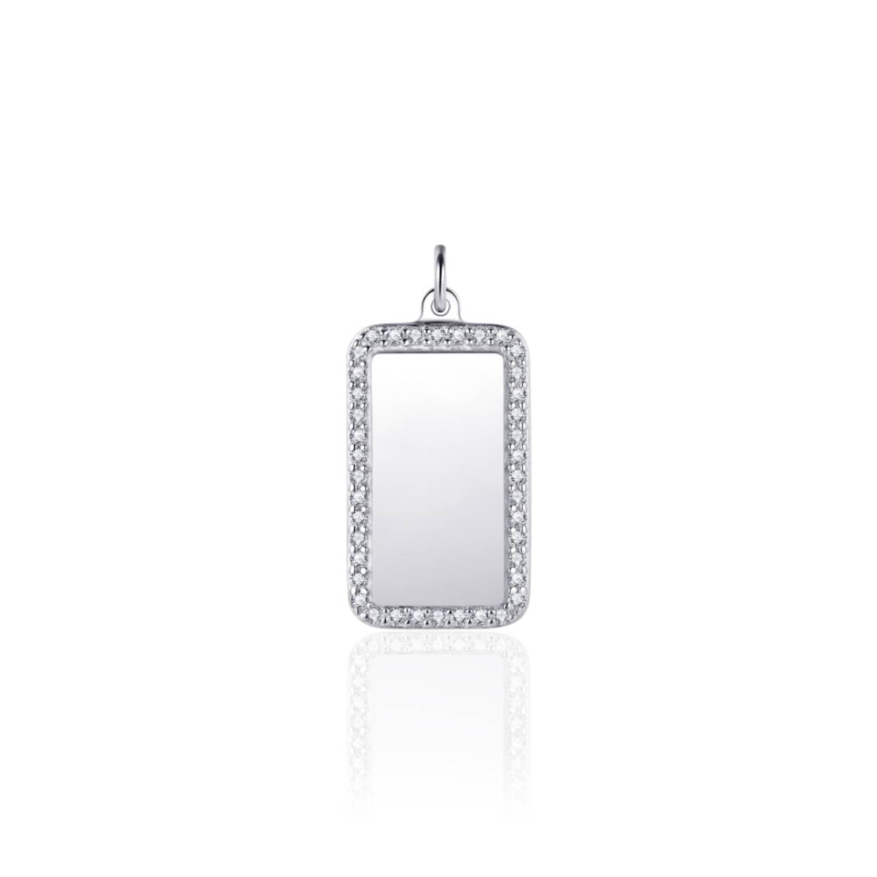 Zilveren hanger graveerplaat rechthoek 10x17mm met zirkonia
