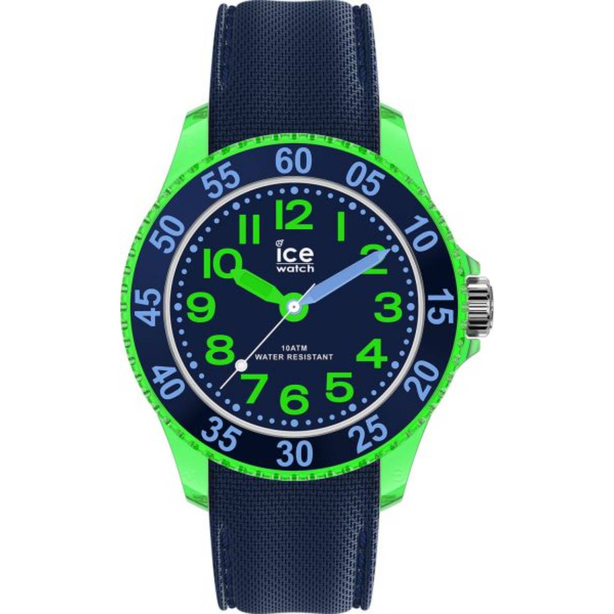 De ICE Cartoon Dino Extra-small (modelnummer 018931) is een kinderpolshorloge met een blauwe wijzerplaat en band, voorzien van Romeinse cijfers. Dit analoge horloge is waterbestendig tot 10 meter en heeft een kunststof kast en band. Ideaal voor dagelijks gebruik, speciaal voor kinderen die van avontuur houden!