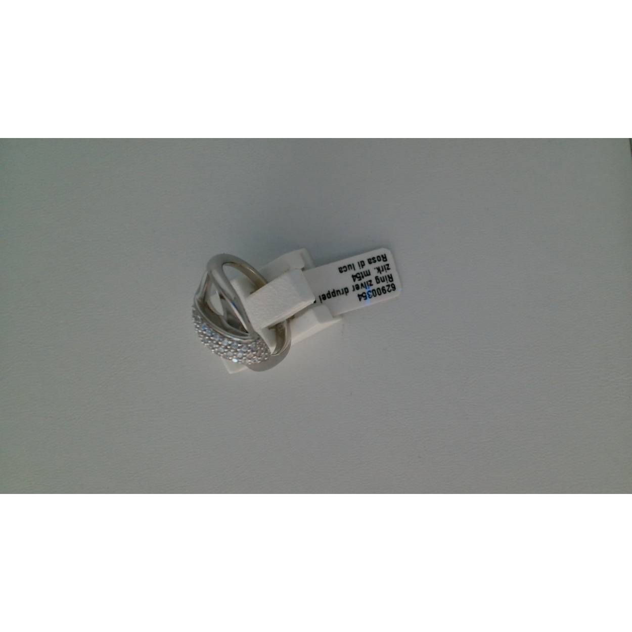 zilveren Rosa ring, slag+pave cz mt54