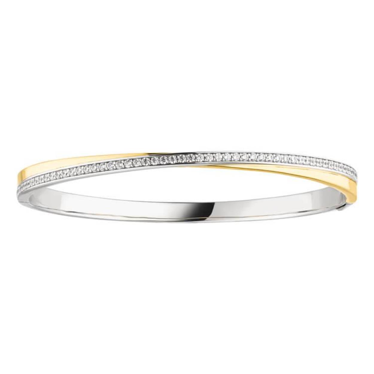 Deze gold plated armband is prachtig bezet met zirkonia's.