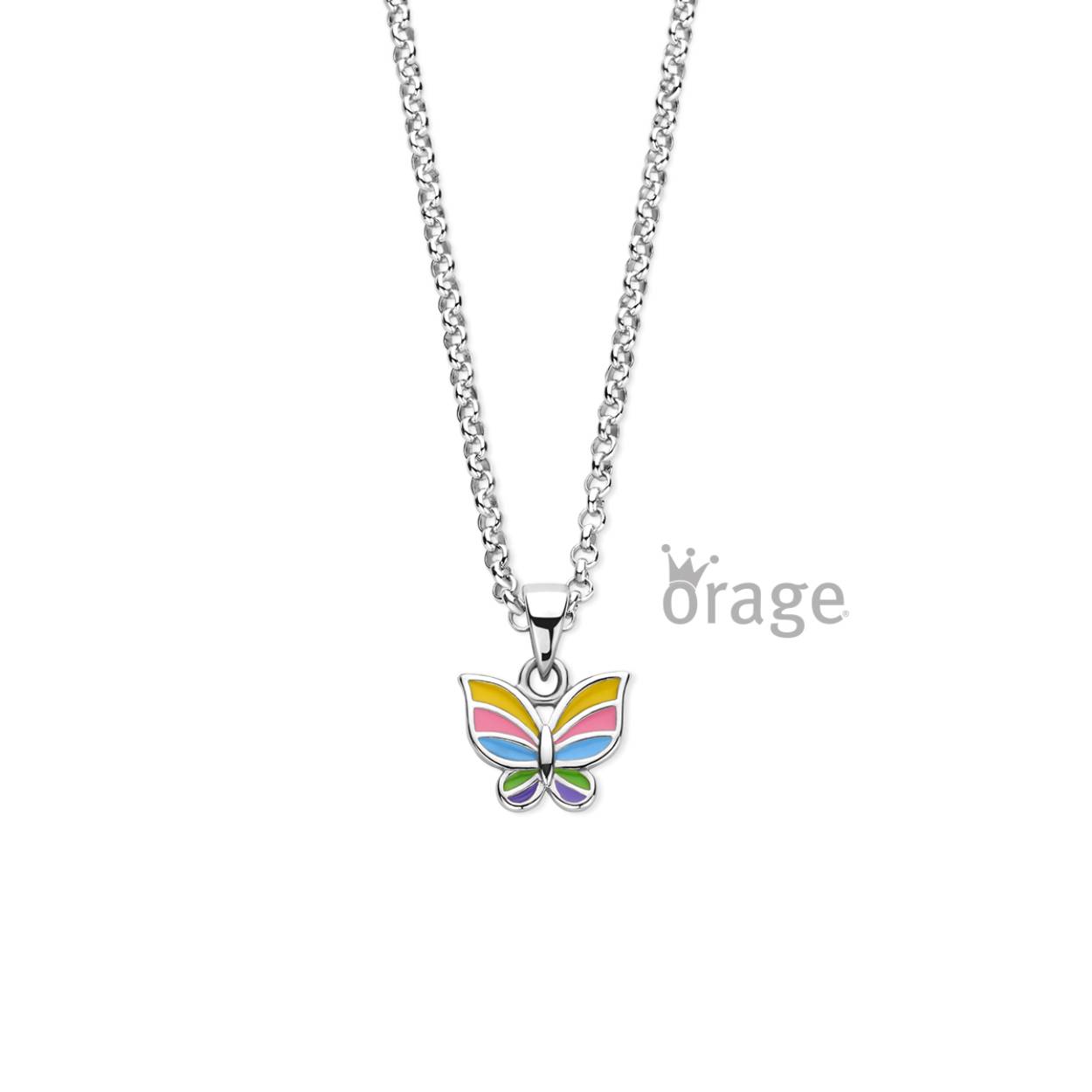 Orage Kids ketting vlinder zilver multi color
