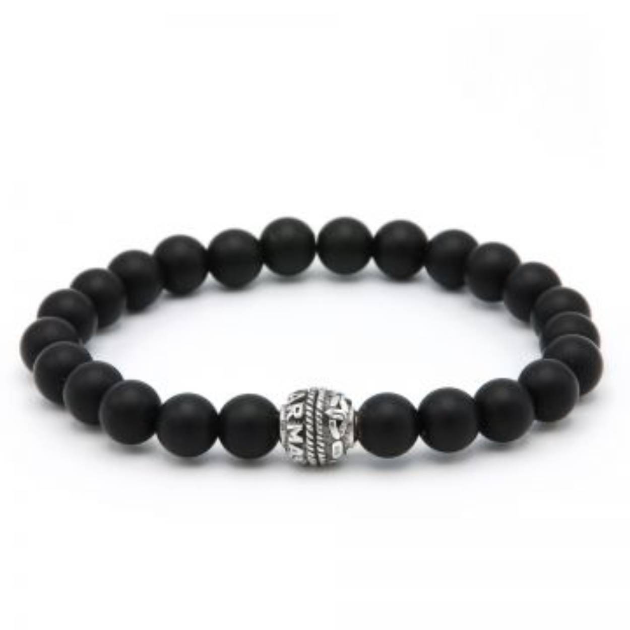 Karma Heren Armband Elastiek Black is Black Silver Bead