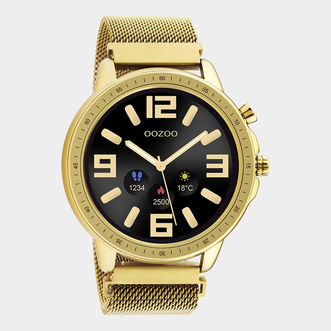 De horloges van deze digitale collectie hebben een rond design en originele OOZOO wijzerplaten. De goud kleurige horlogekast, sterke goud metalen mesh armband en IP67 certificering maken dit horloge tot een betrouwbaar accessoire.