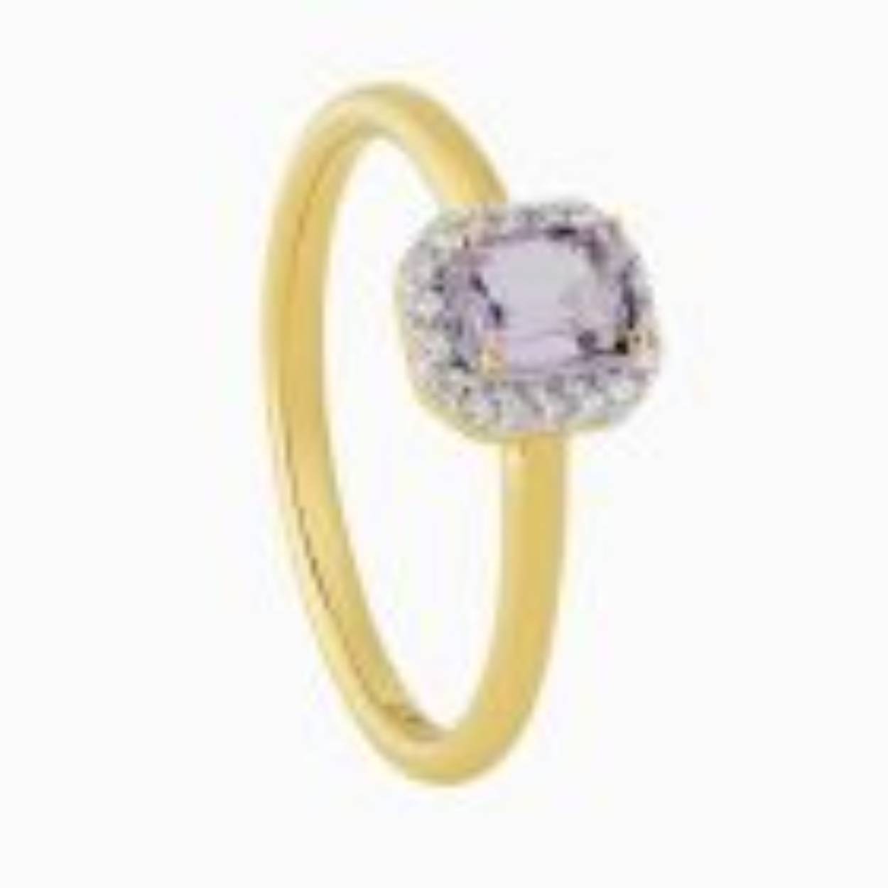 R2023-5 
14 karaat gouden ring met 0,09 crt briljant geslepen diamant en roze amethist