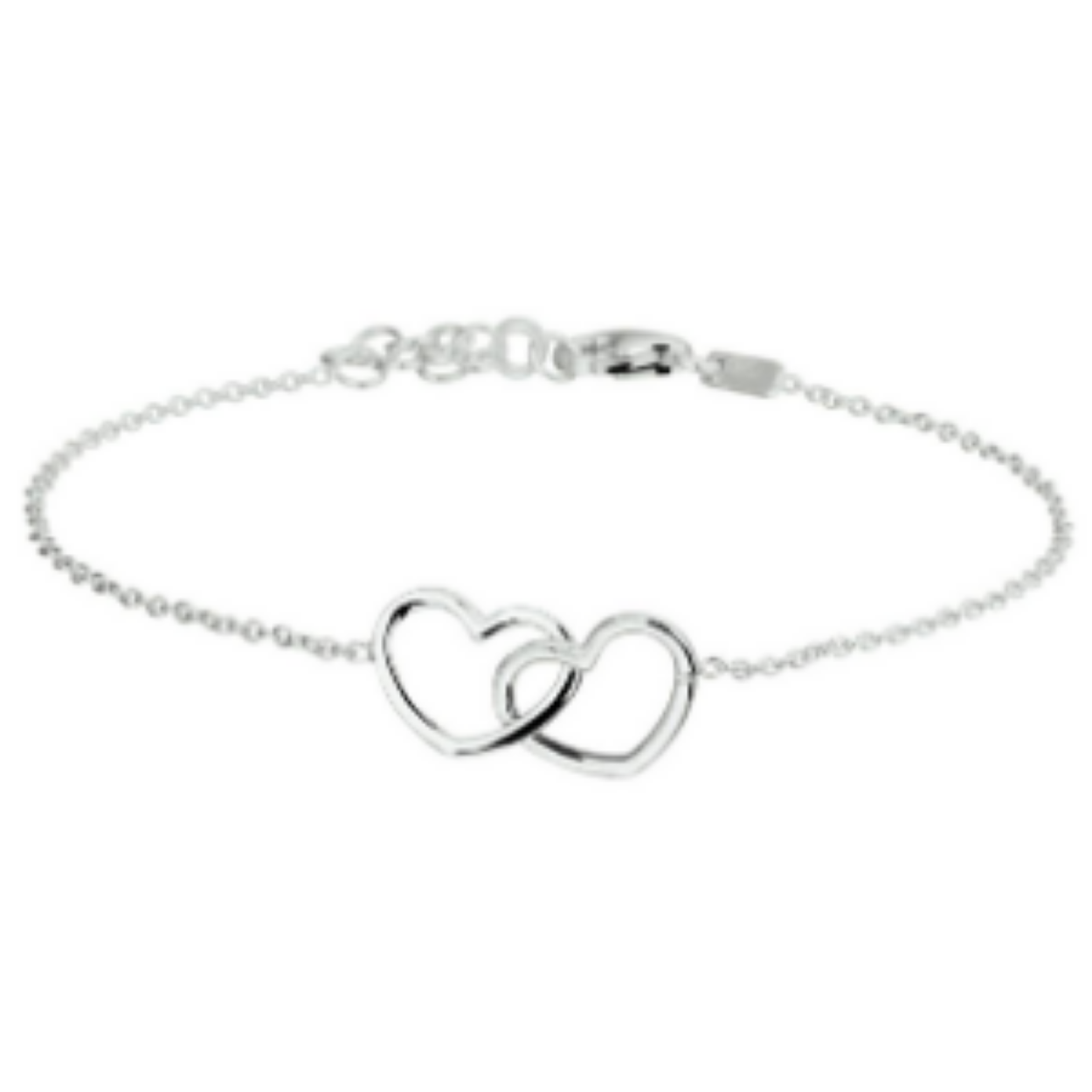 Gerhodineerd zilveren 1.2mm anker armband met een lengte van 16cm en een extensie van 3cm uitgevoerd met 2 harten van 9x12mm.