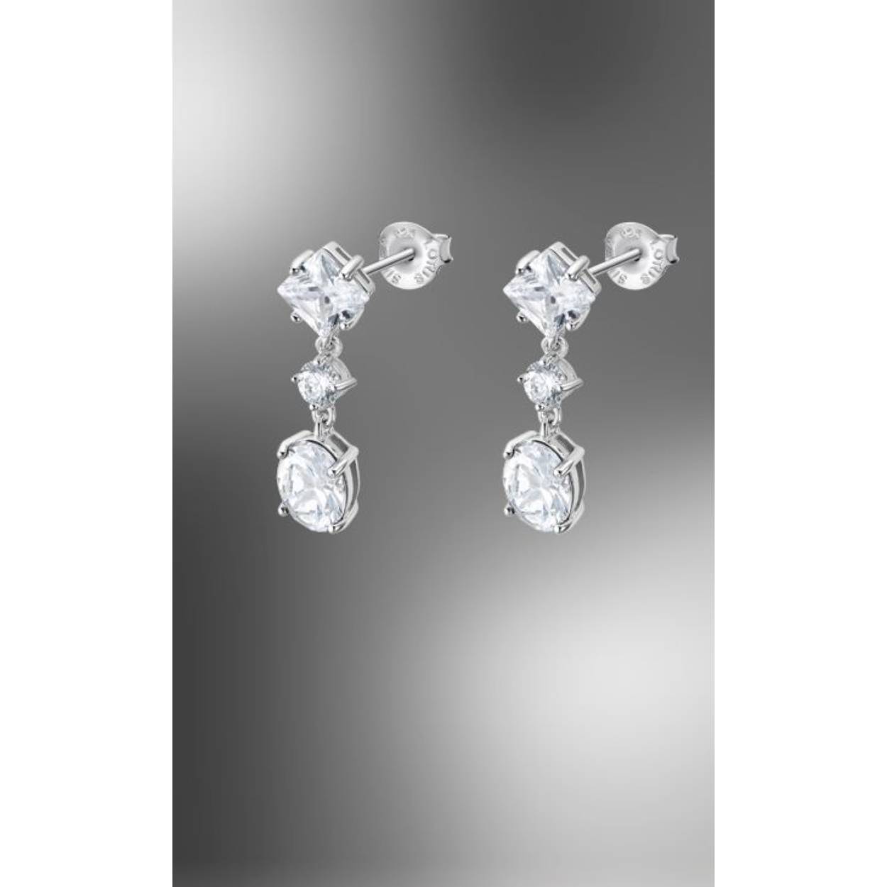 Zilveren oorbellen zirconium Lotus silver