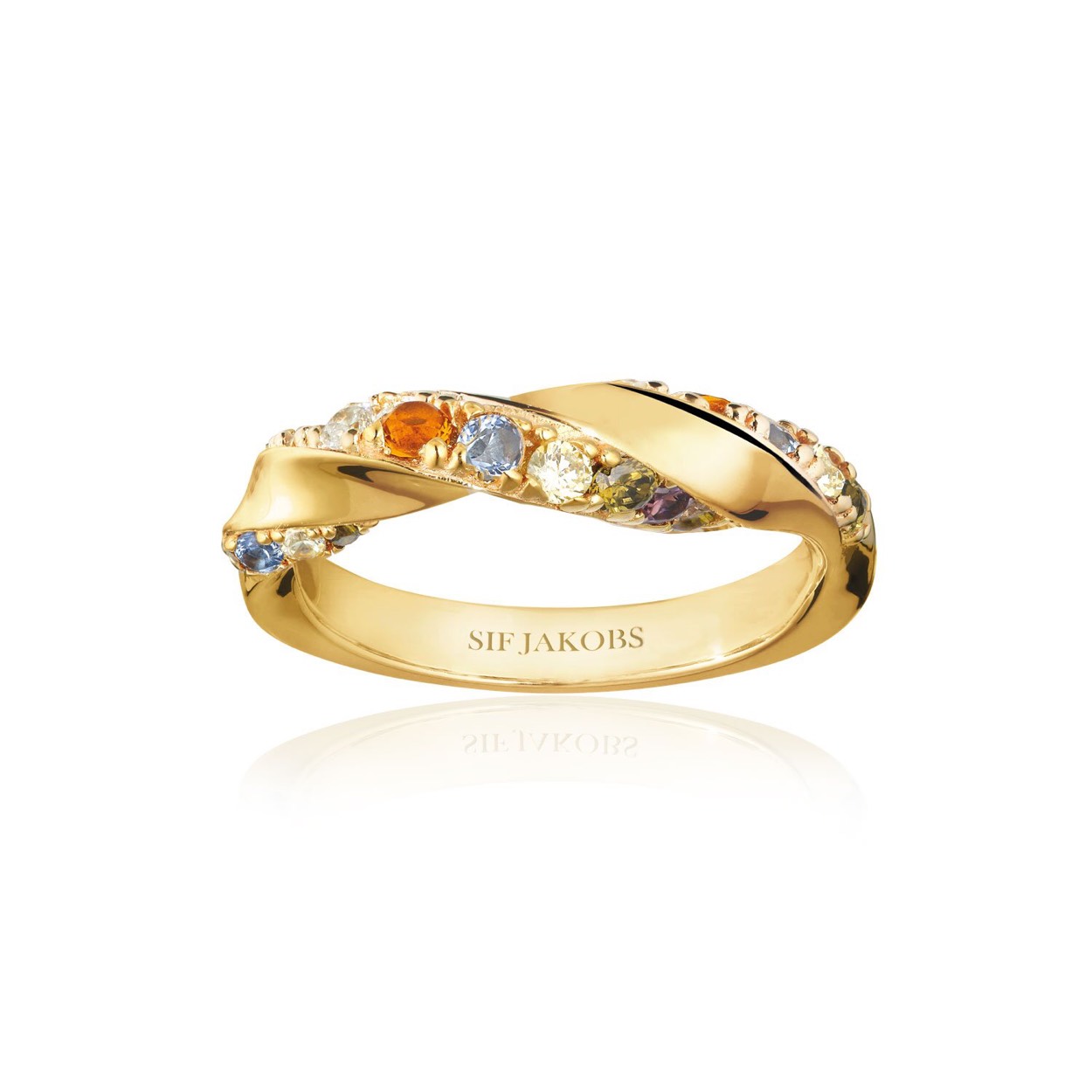 RING FERRARA - 18K GOLD PLATED WITH MULTICOLOURED ZIRCONIA