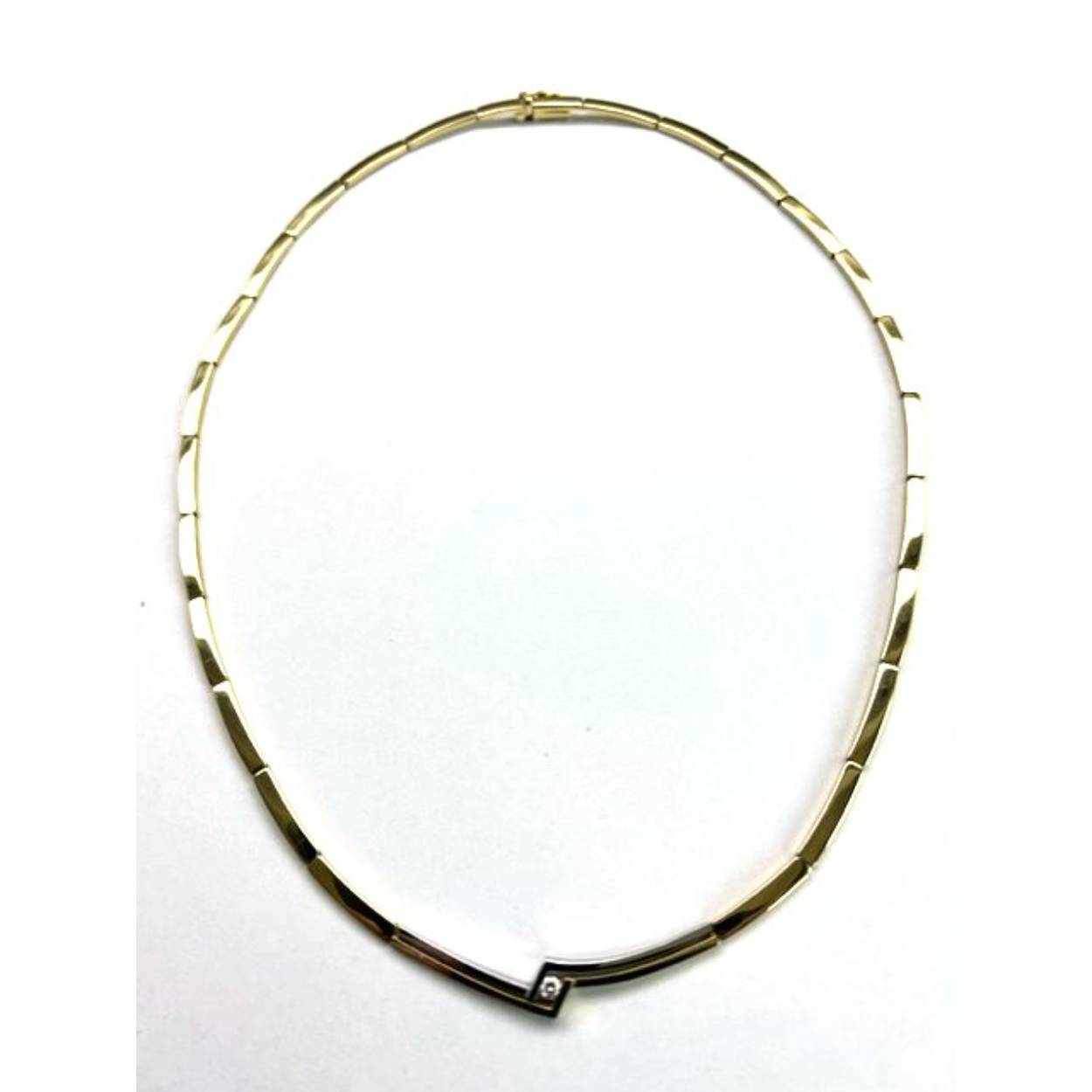 Schakelcollier geel met wit goud met diamant van 