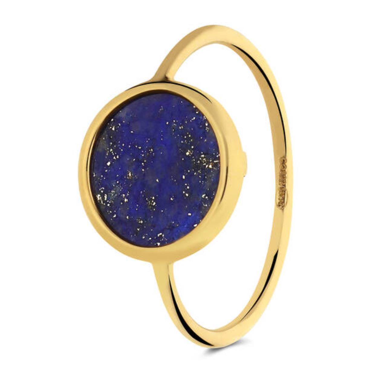 geelgouden ring met blauwe steen