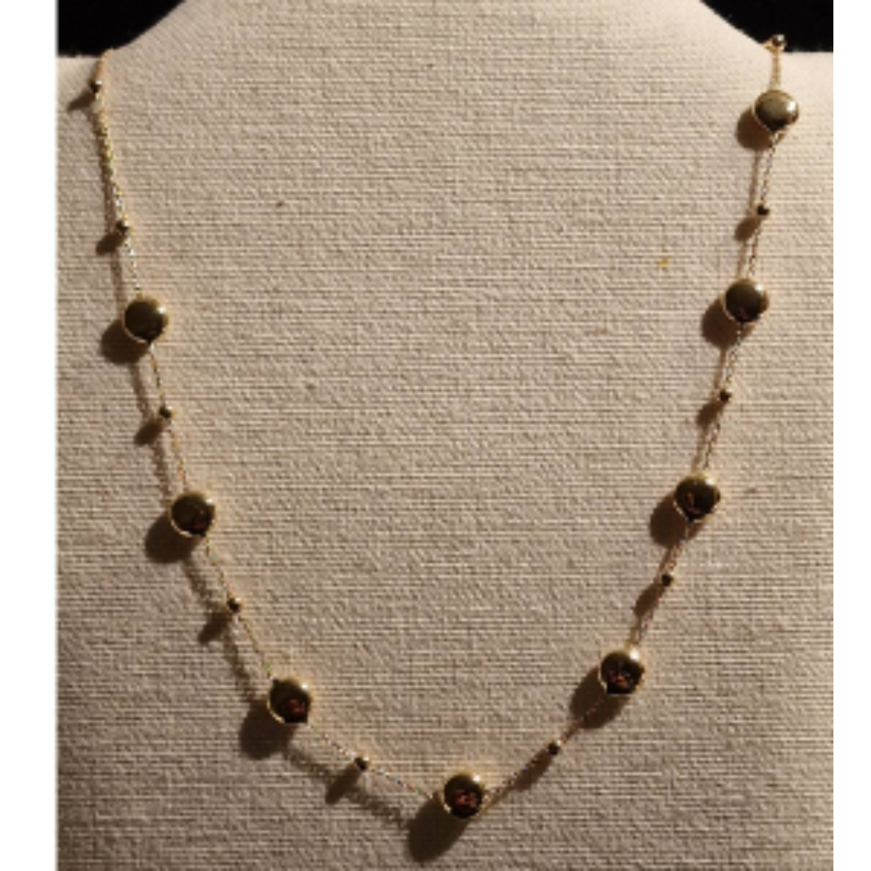 14k geel goud collier met goud linzen en bolletjes, 45 cm