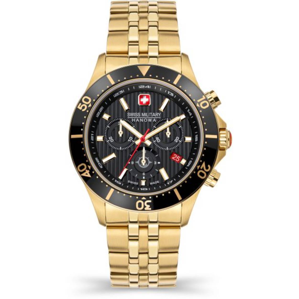 Dit herenhorloge is van het merk Swiss Military Hanowa. Het is een horloge gemaakt van edelstaal