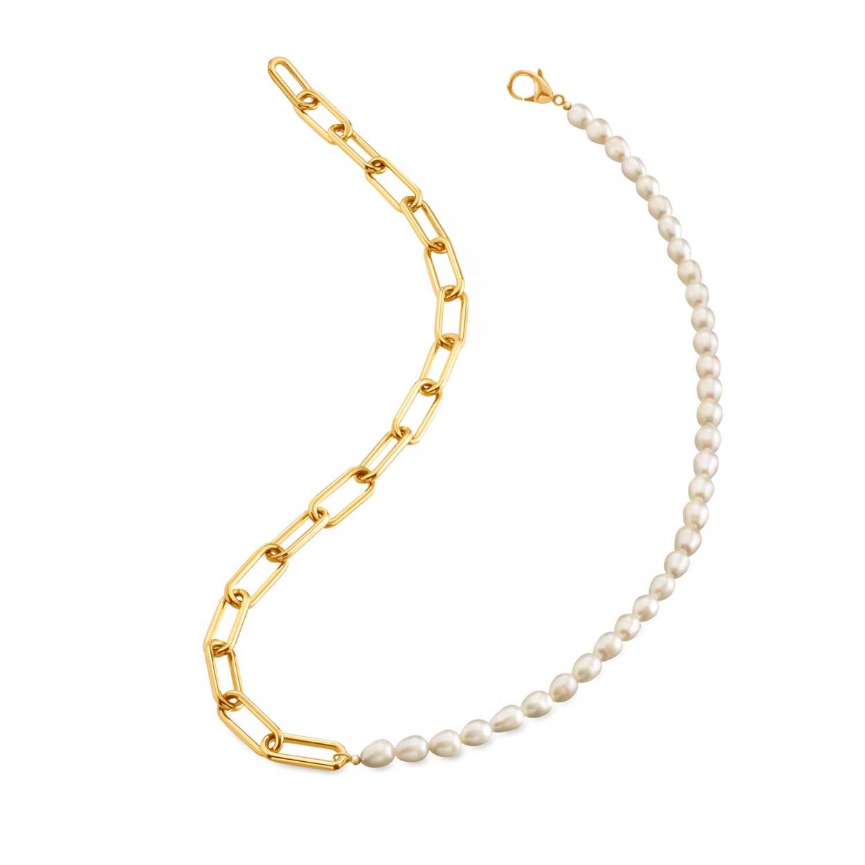 Boccia collier titanium verguld met zoetwater parels