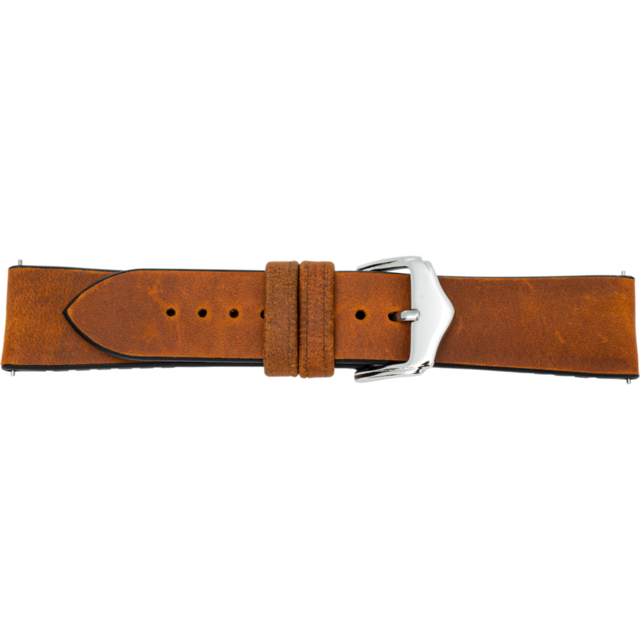 Horlogeband leder 20mm bruin met zwart silicone easy click