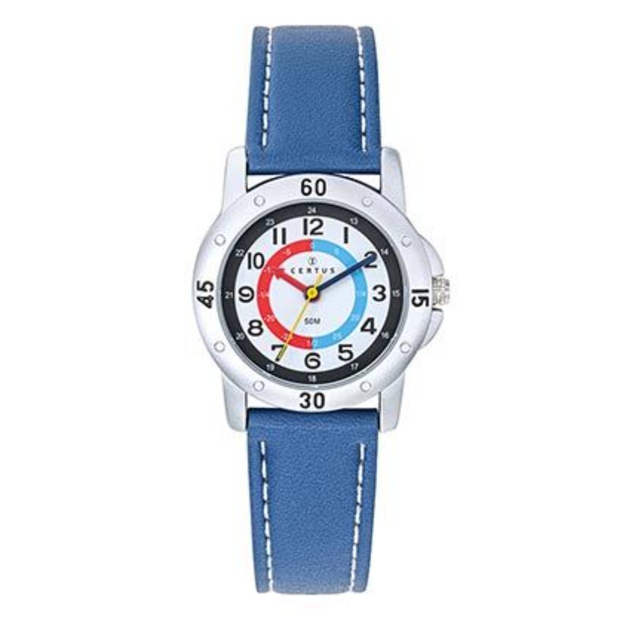 kinder horloge met blauw bandje.