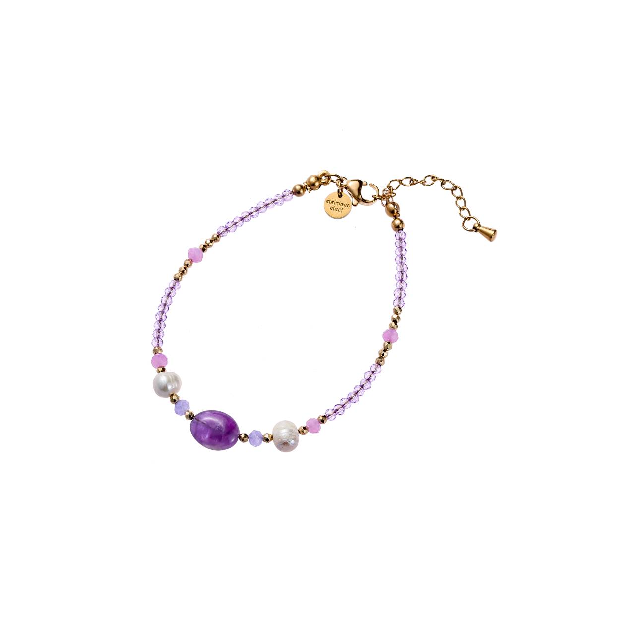 Drop Stone Bracelet - 14K + Lilac
B4437-2